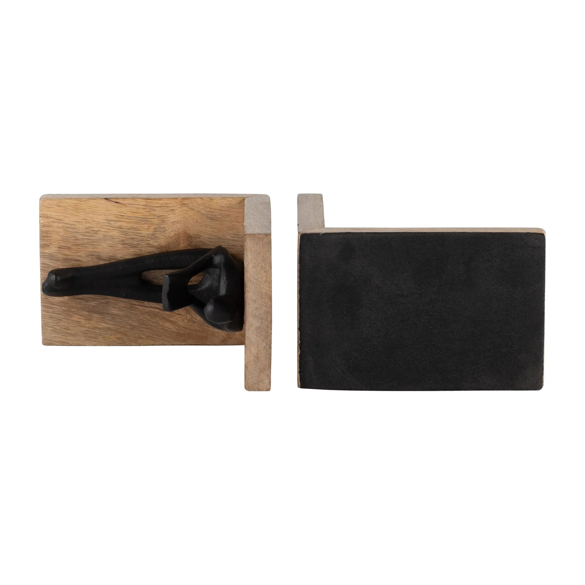 Wood, S/2 6" Man Reading Bookends, Brown/black - Image 6