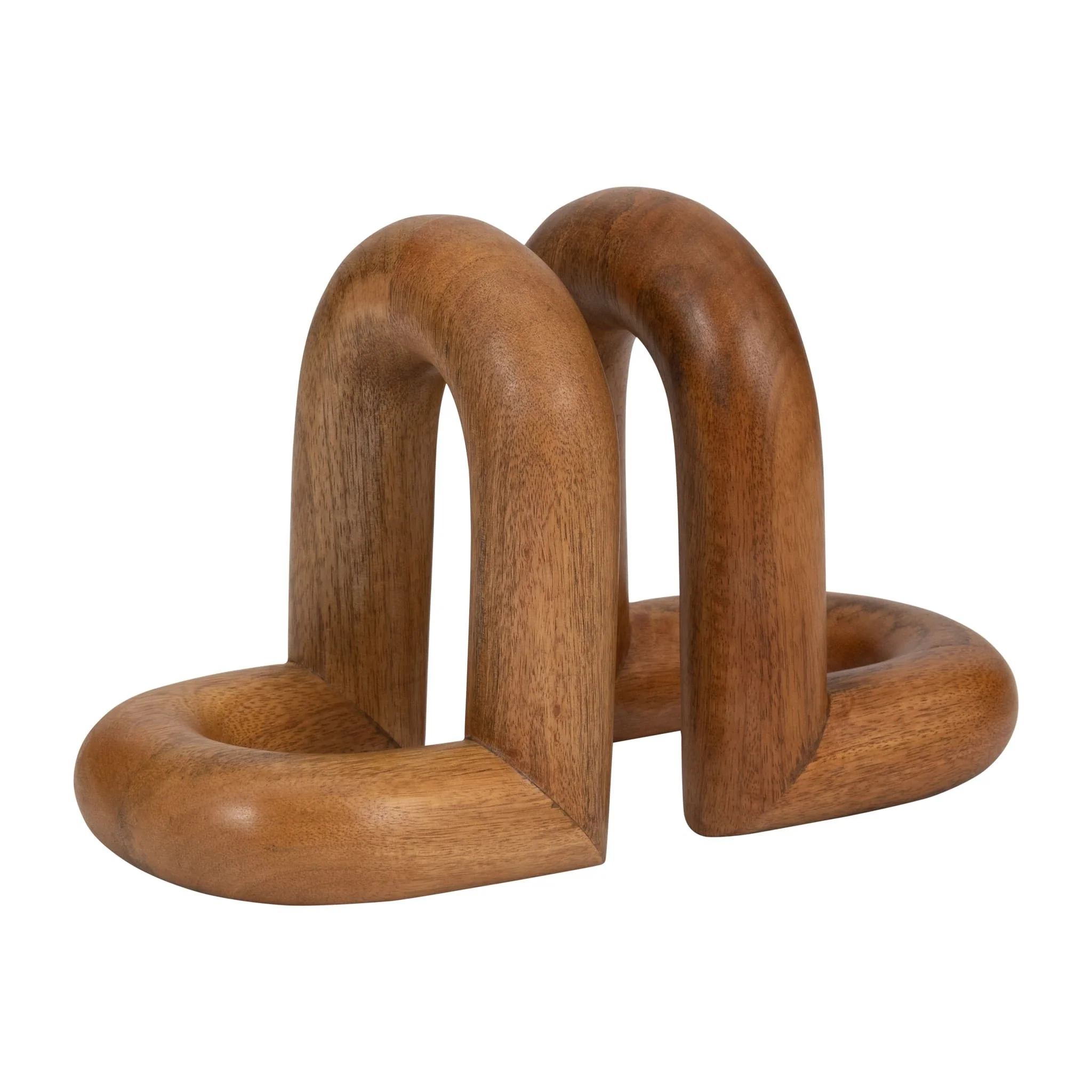 Wood, S/2 7" Loopy Bookends, Brown - Image 3