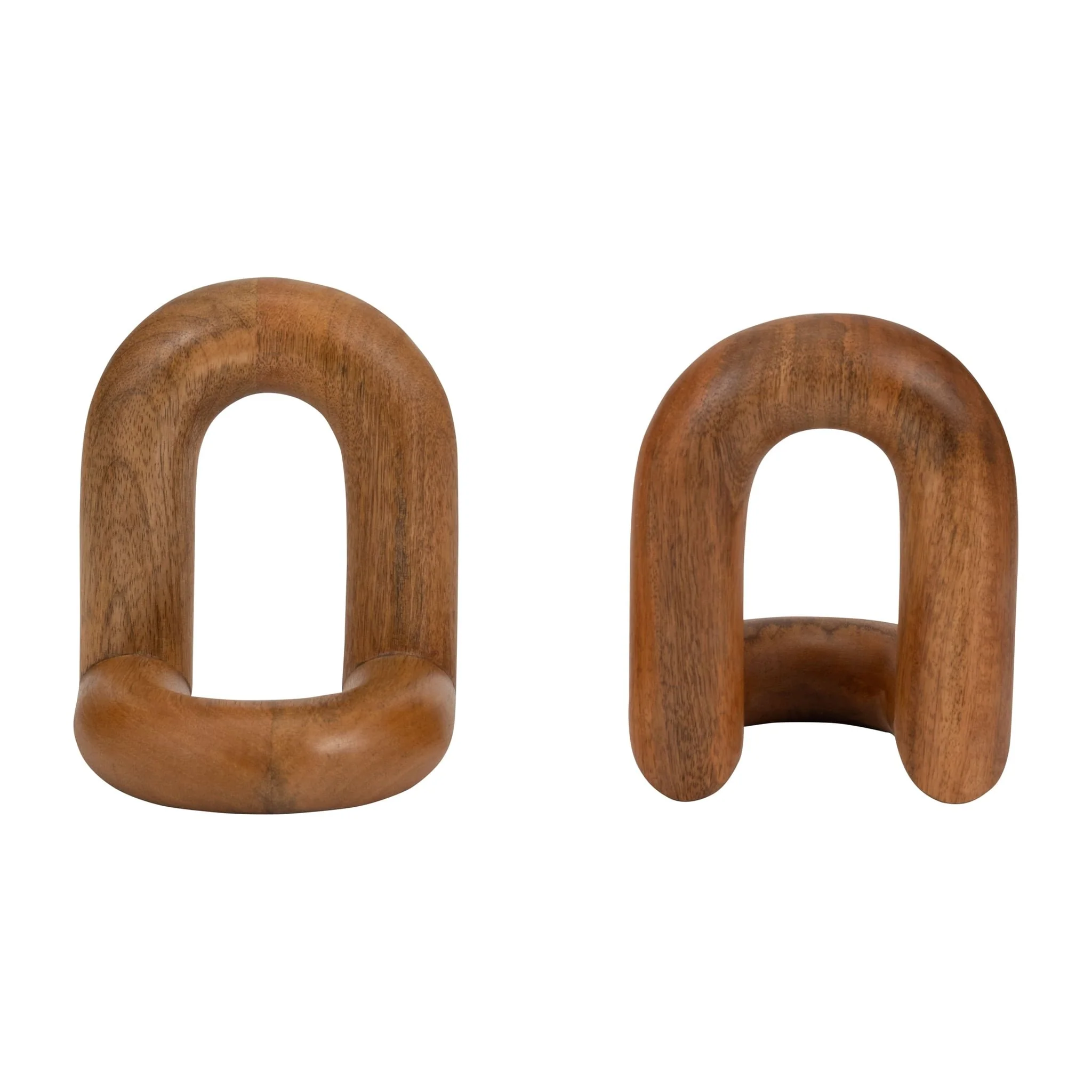Wood, S/2 7" Loopy Bookends, Brown - Image 5