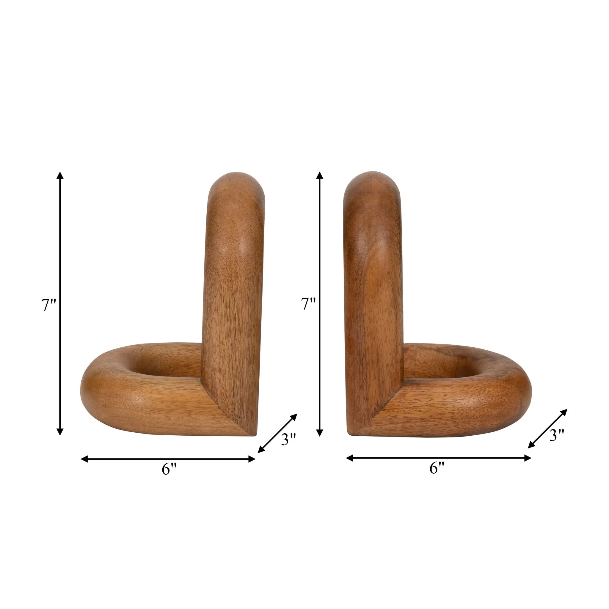 Wood, S/2 7" Loopy Bookends, Brown - Image 7