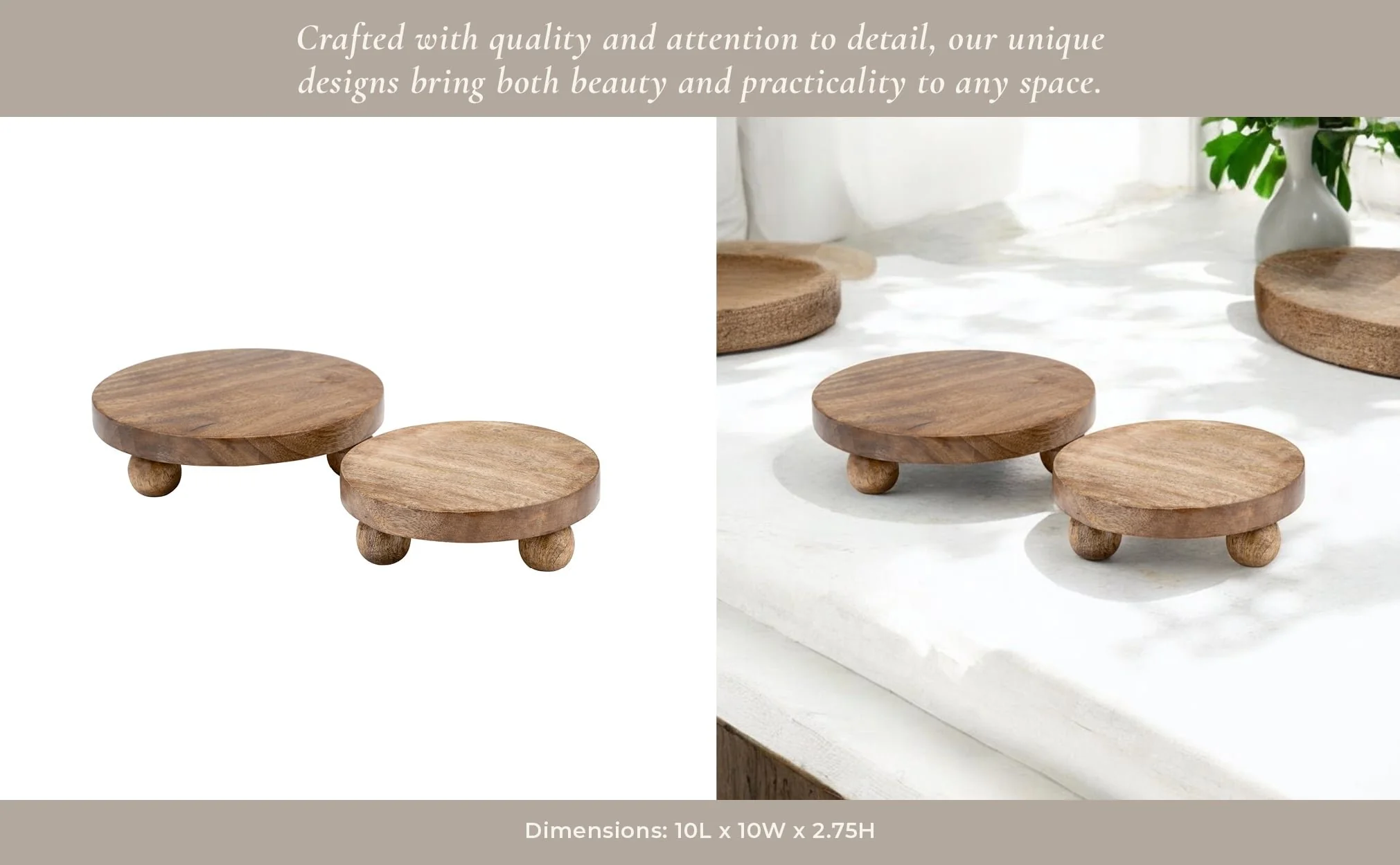 Wood, S/2 8/10"d  Round Risers, Natural - Image 12