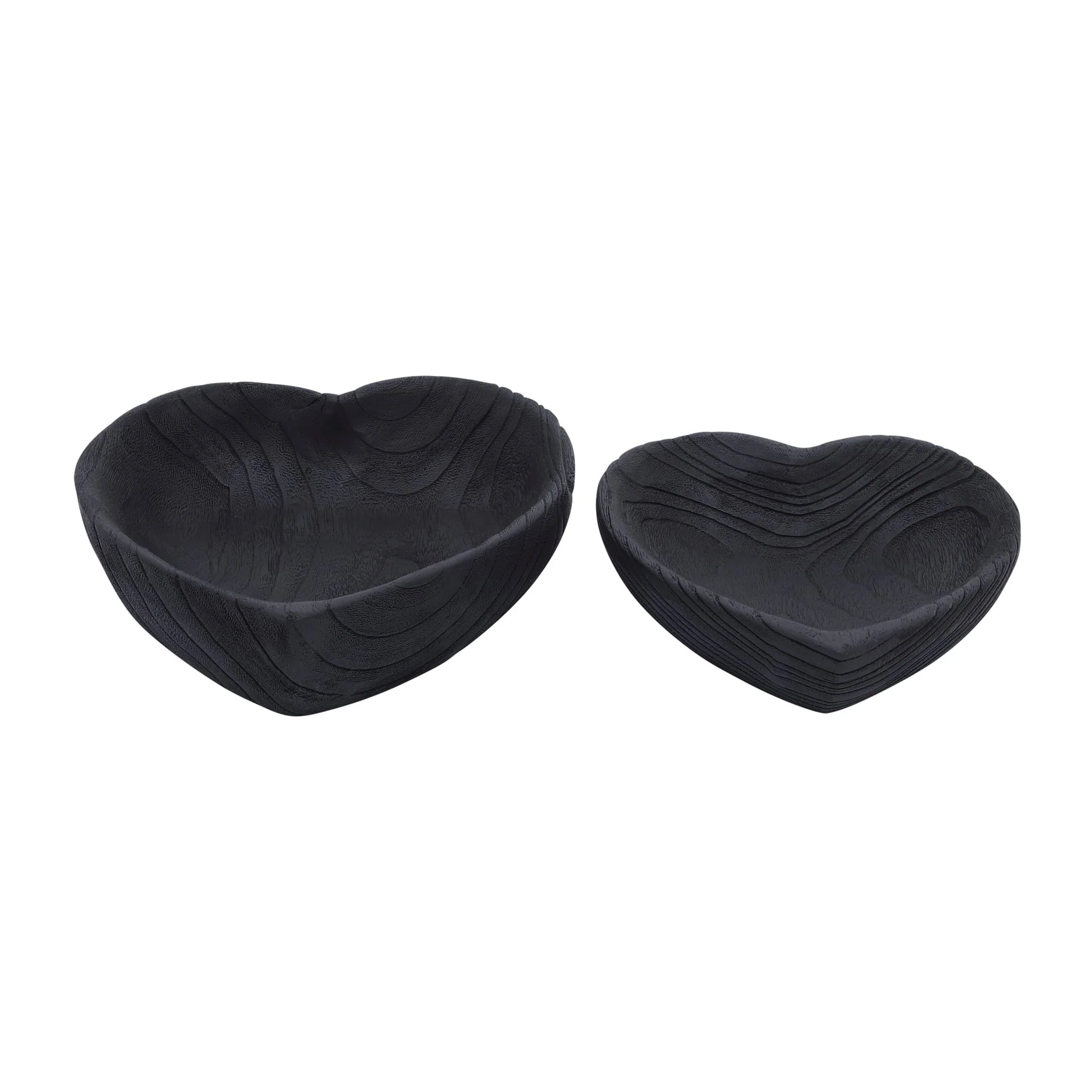 Wood, S/2 9/10" Heart Bowls, Black - Image 2
