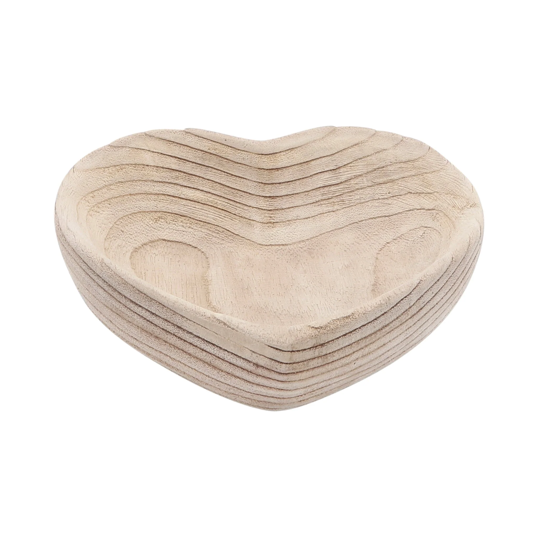 Wood, S/2 9/10" Heart Bowls, Natural - Image 4