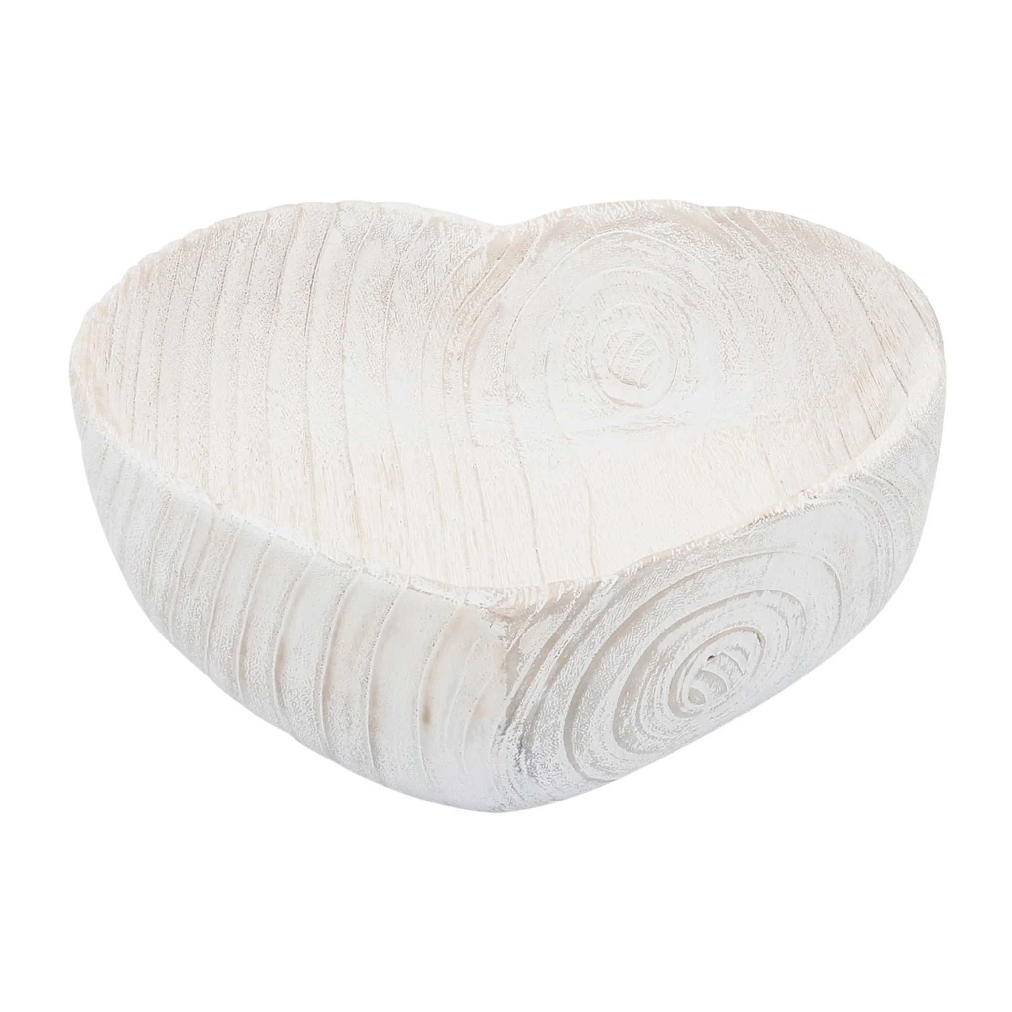 Wood, S/2 9/10" Heart Bowls, White - Image 3