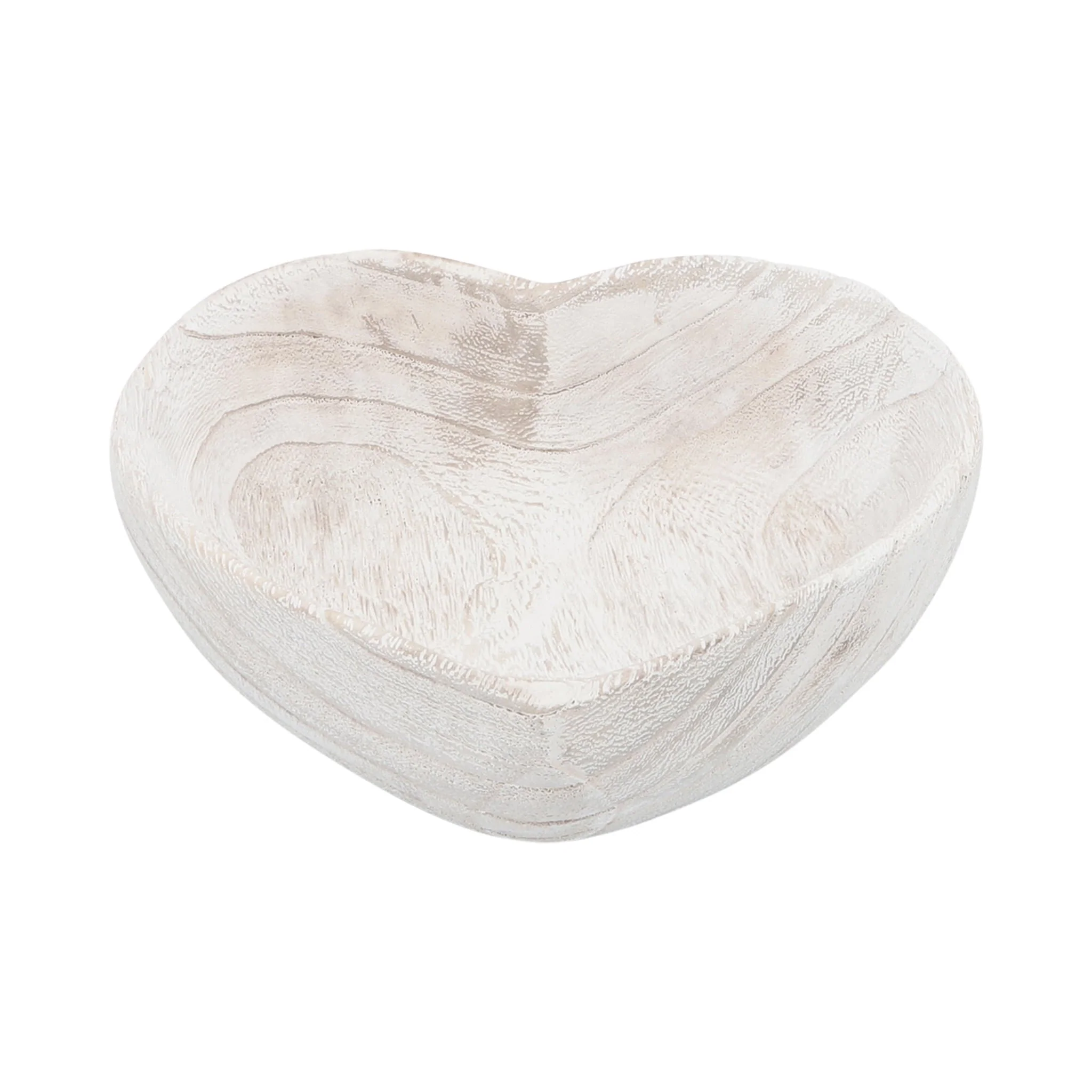 Wood, S/2 9/10" Heart Bowls, White - Image 4