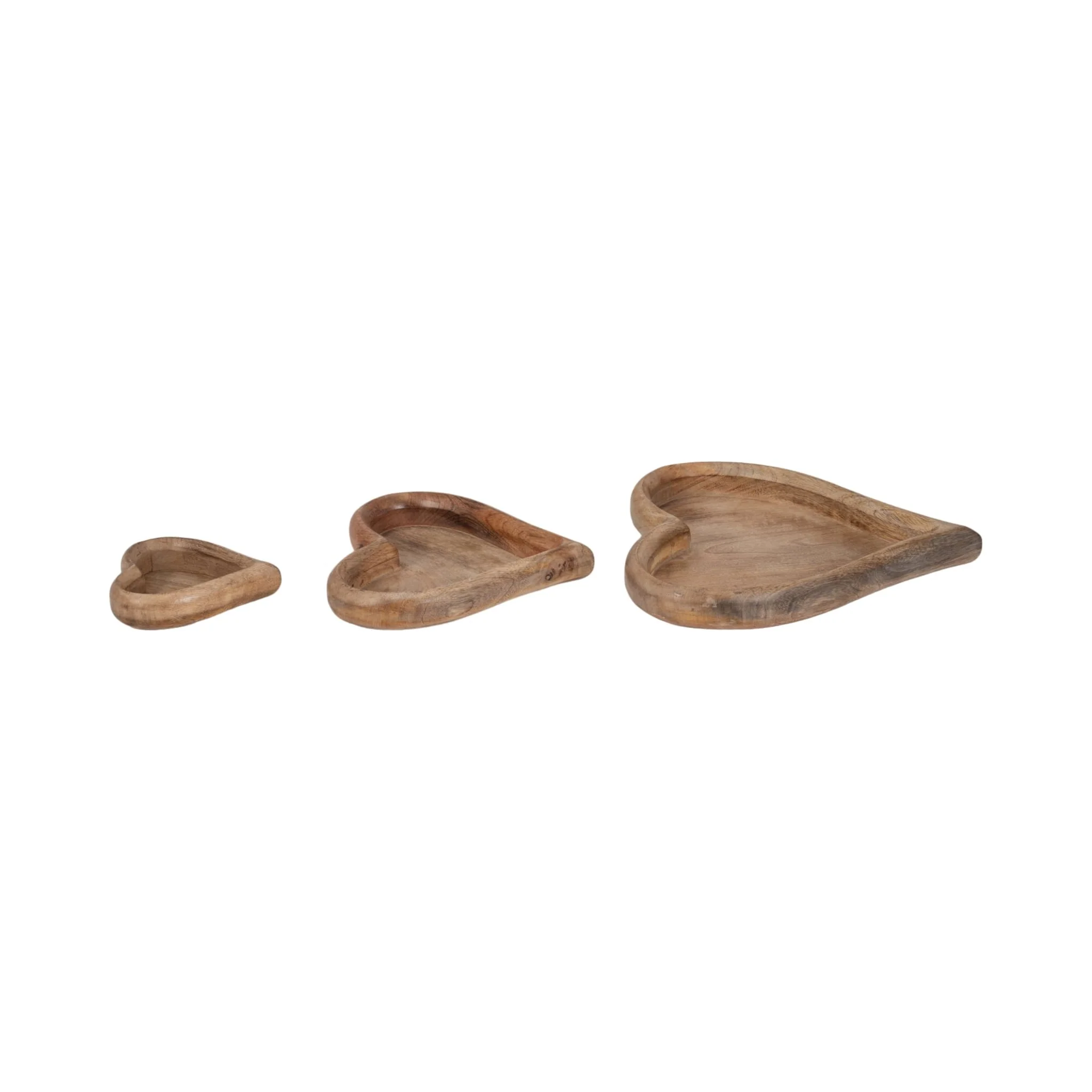 Wood, S/3 7/11/14" Heart Trays, Natural - Image 4