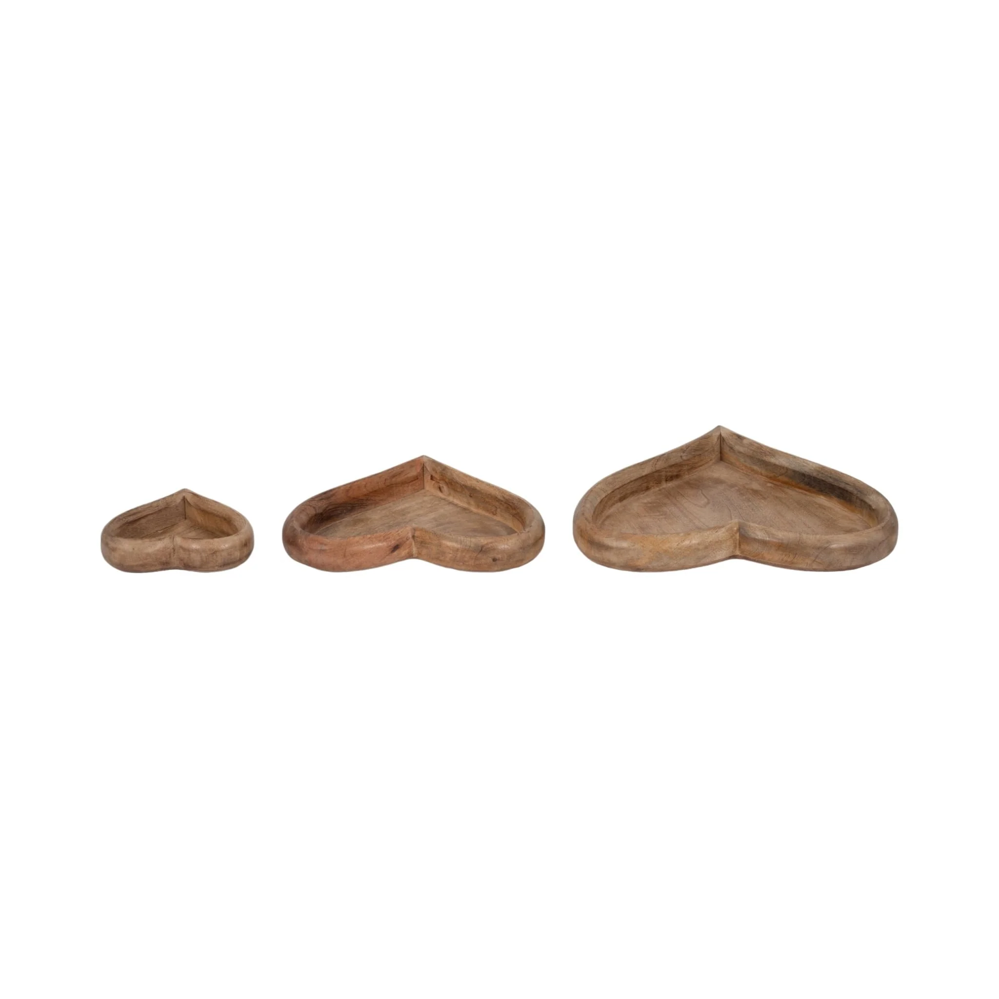 Wood, S/3 7/11/14" Heart Trays, Natural - Image 5