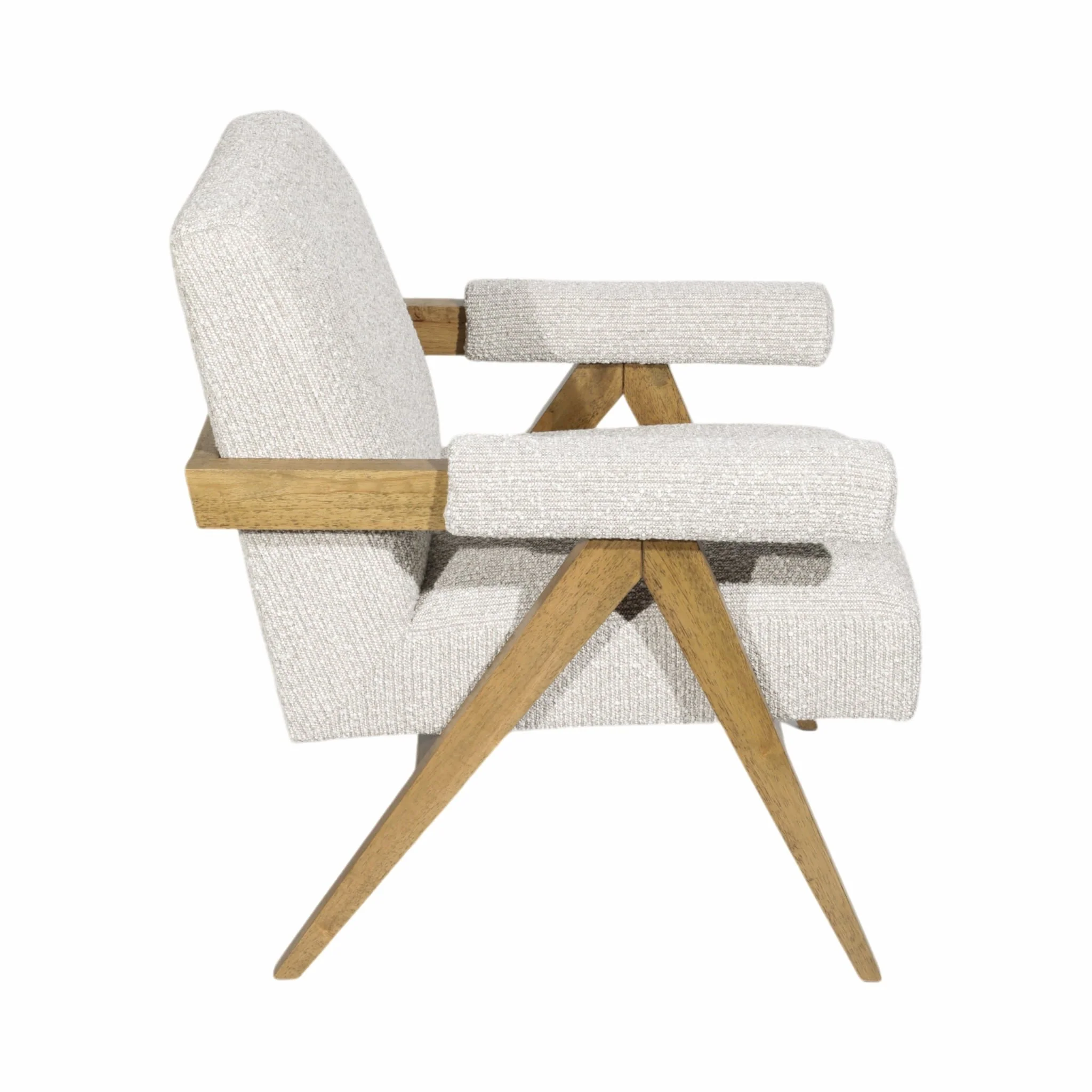 Wood, Scandinavian Accent Chair, Ivory - Image 3
