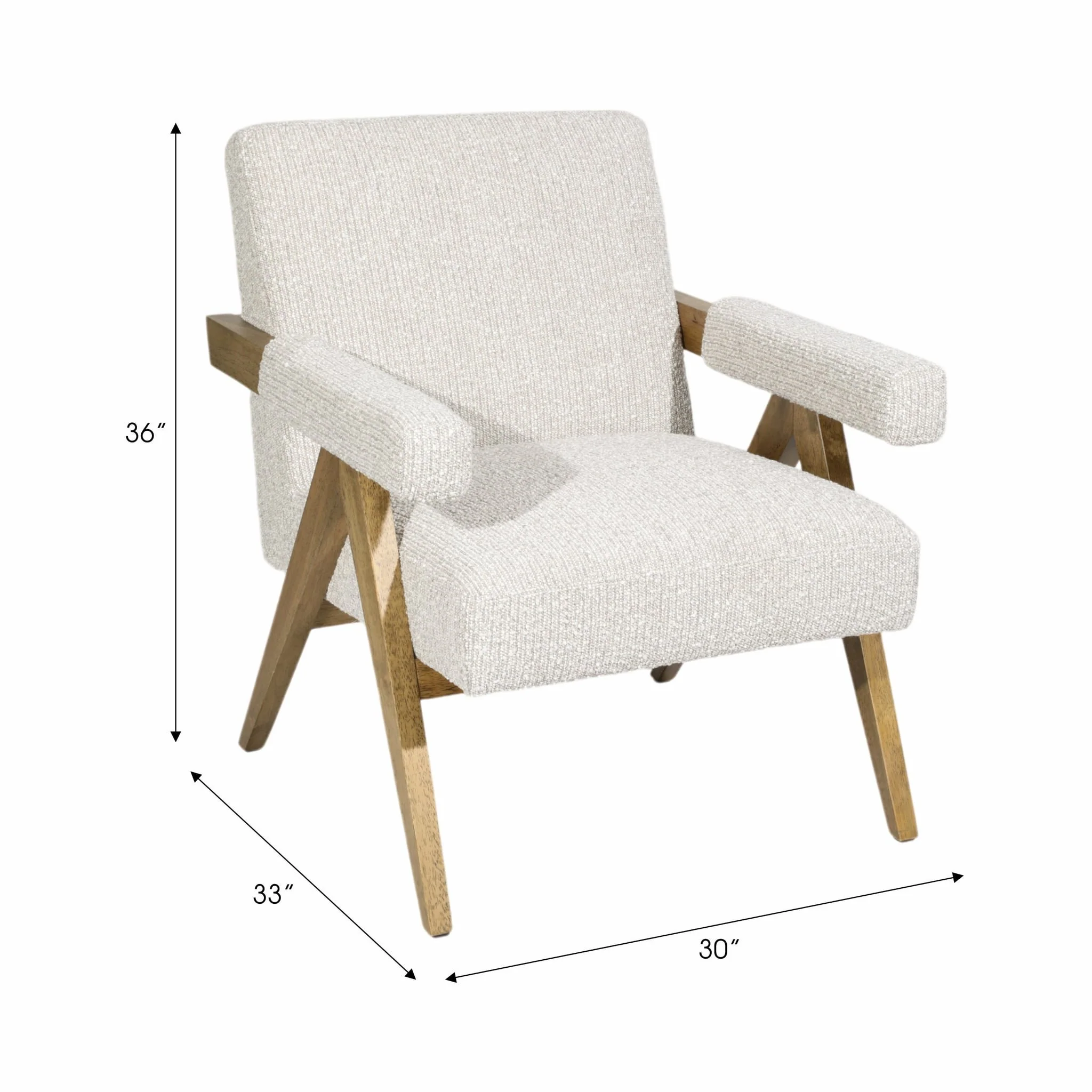 Wood, Scandinavian Accent Chair, Ivory - Image 8