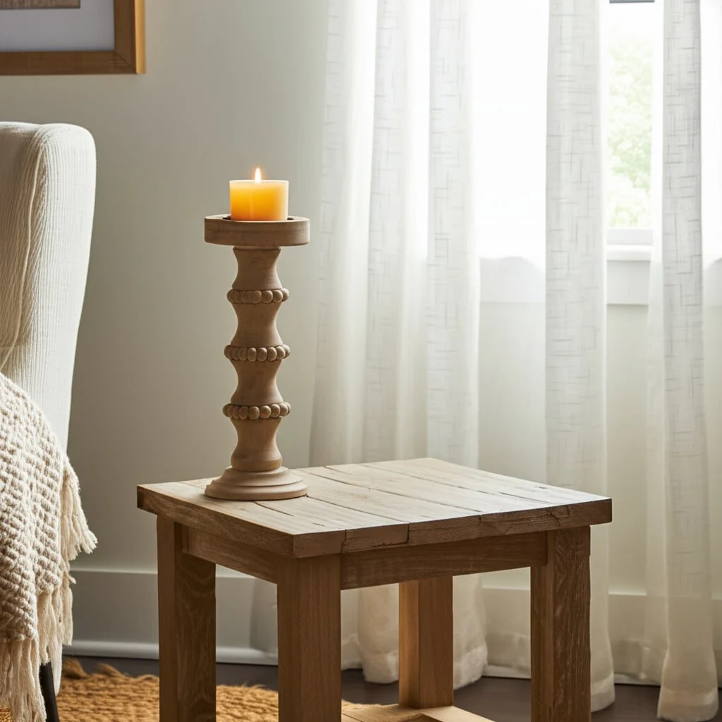 Wooden 13" Antique Style Candle Holder - Image 12