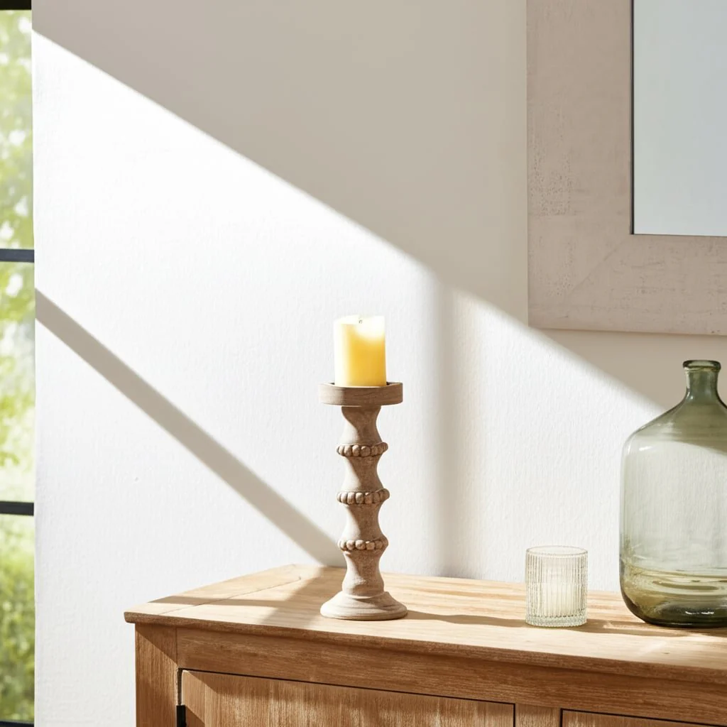 Wooden 13" Antique Style Candle Holder - Image 14