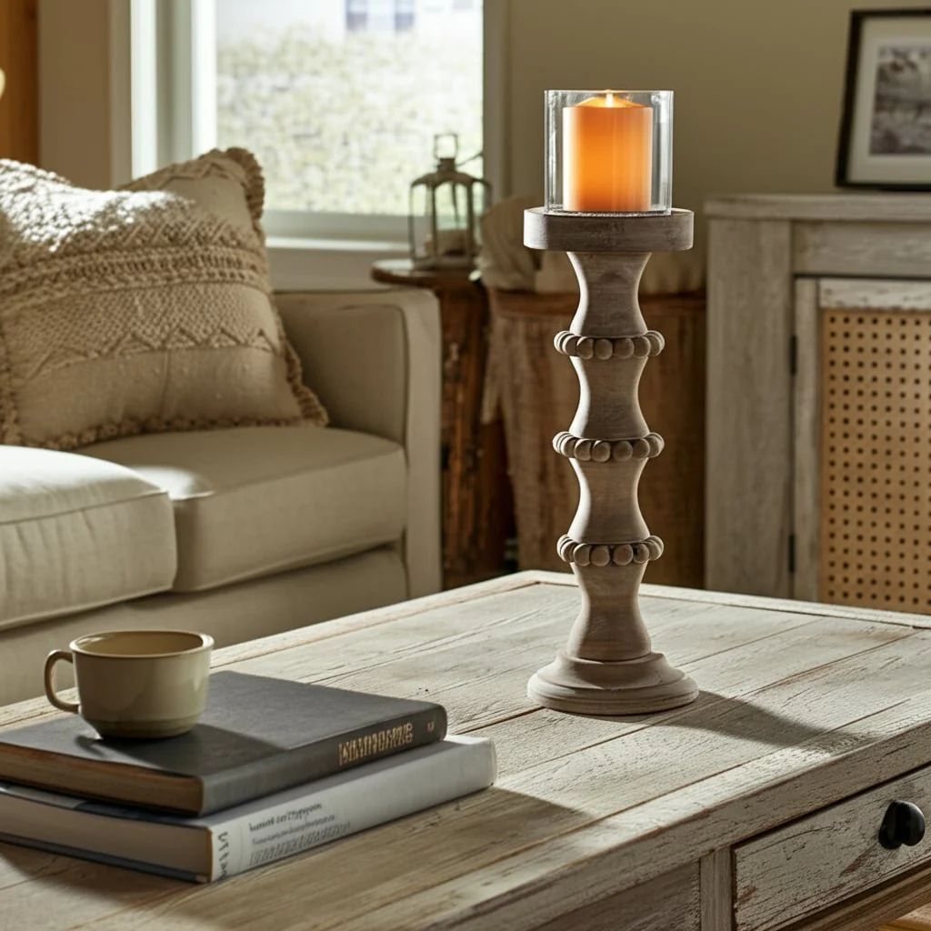 Wooden 14" Antique Style Candle Holder - Image 12