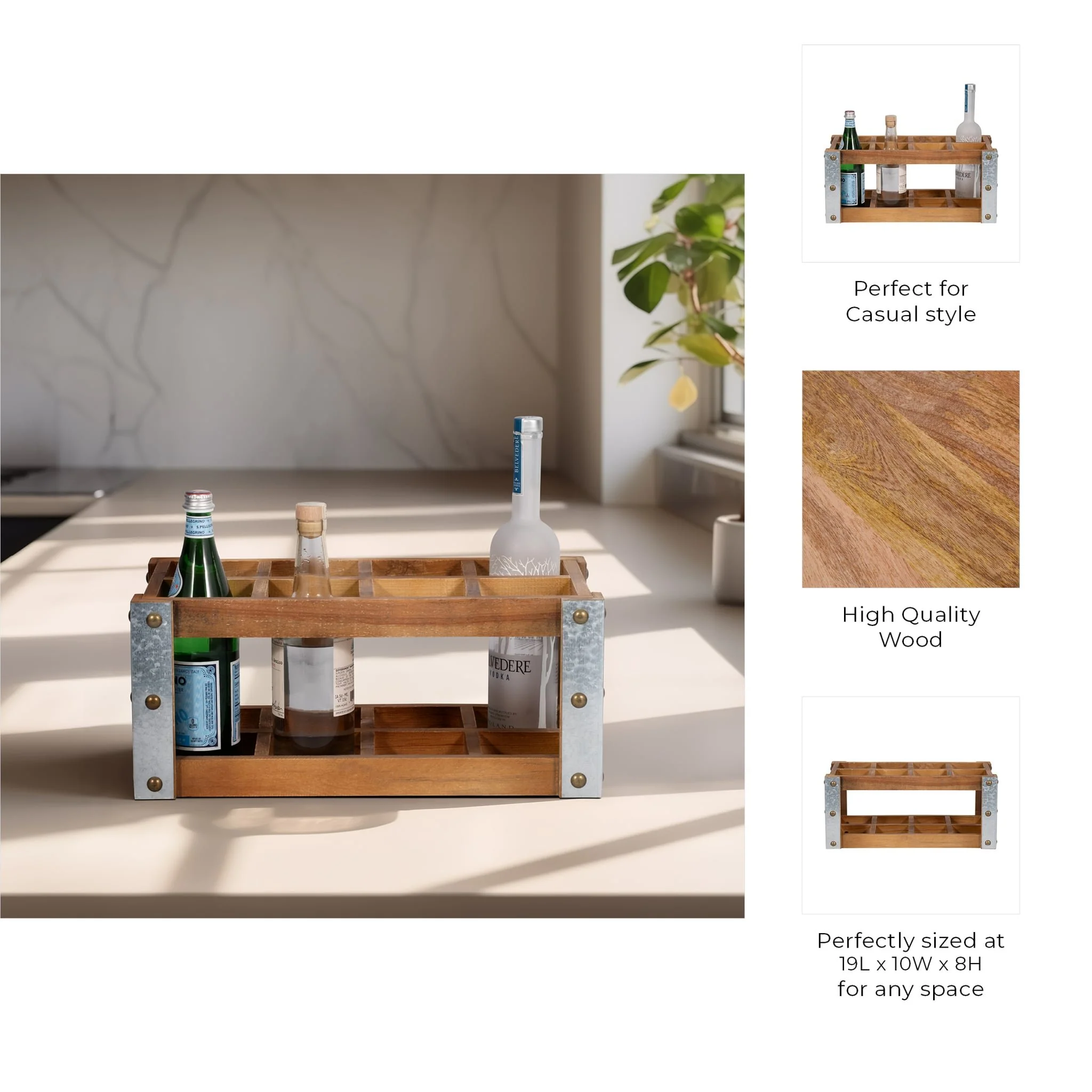 Wooden 8-bottle Wine Rack, Brown - Image 10