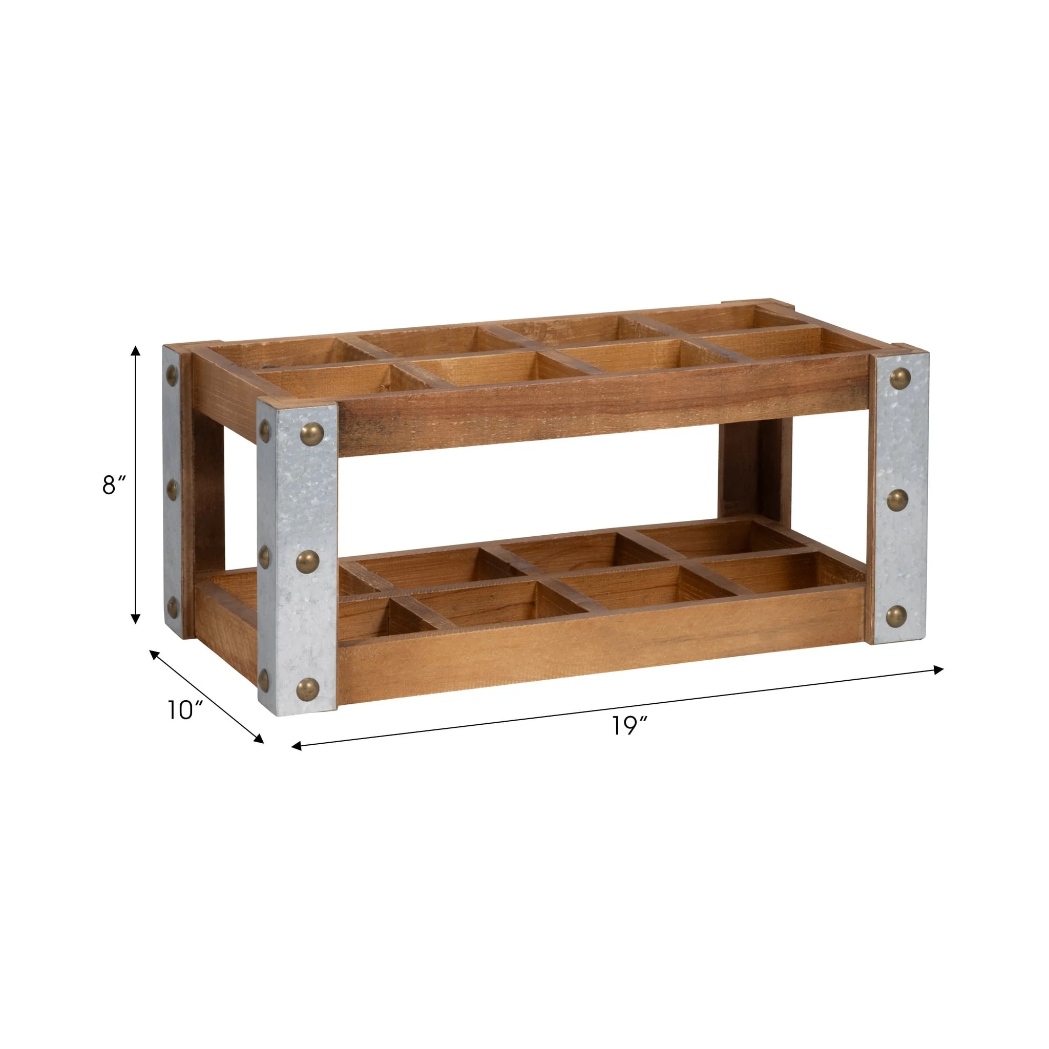 Wooden 8-bottle Wine Rack, Brown - Image 9