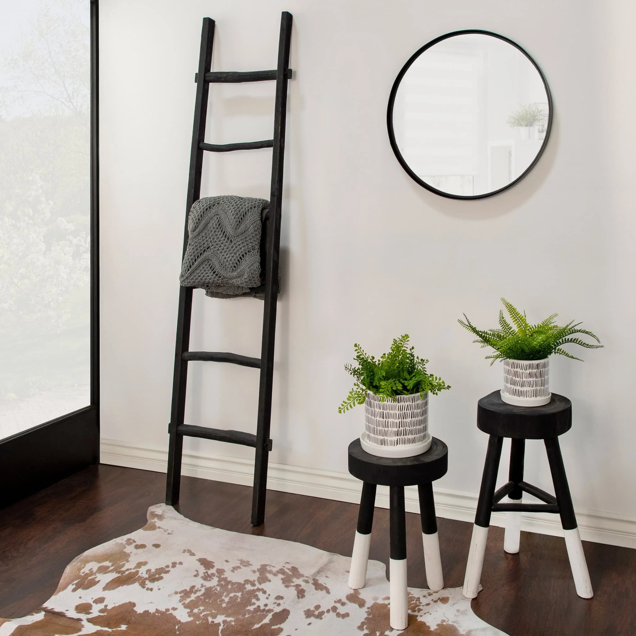 Wooden , Decorative 76" Ladder, Black - Image 7