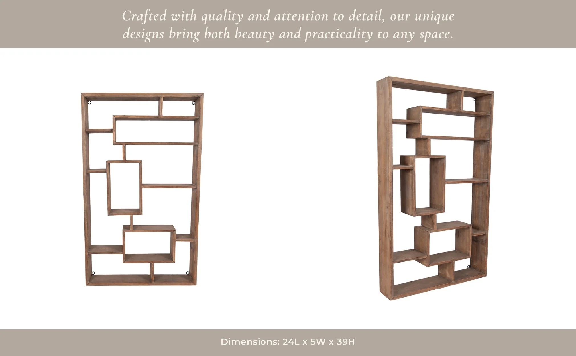 Wooden Multi-tier Wall Shelf, Brown - Image 11