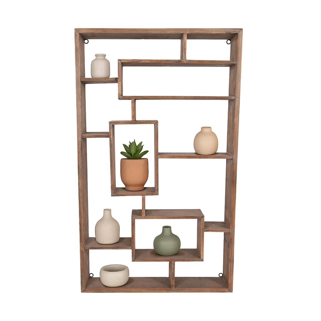 Wooden Multi-tier Wall Shelf, Brown - Image 2