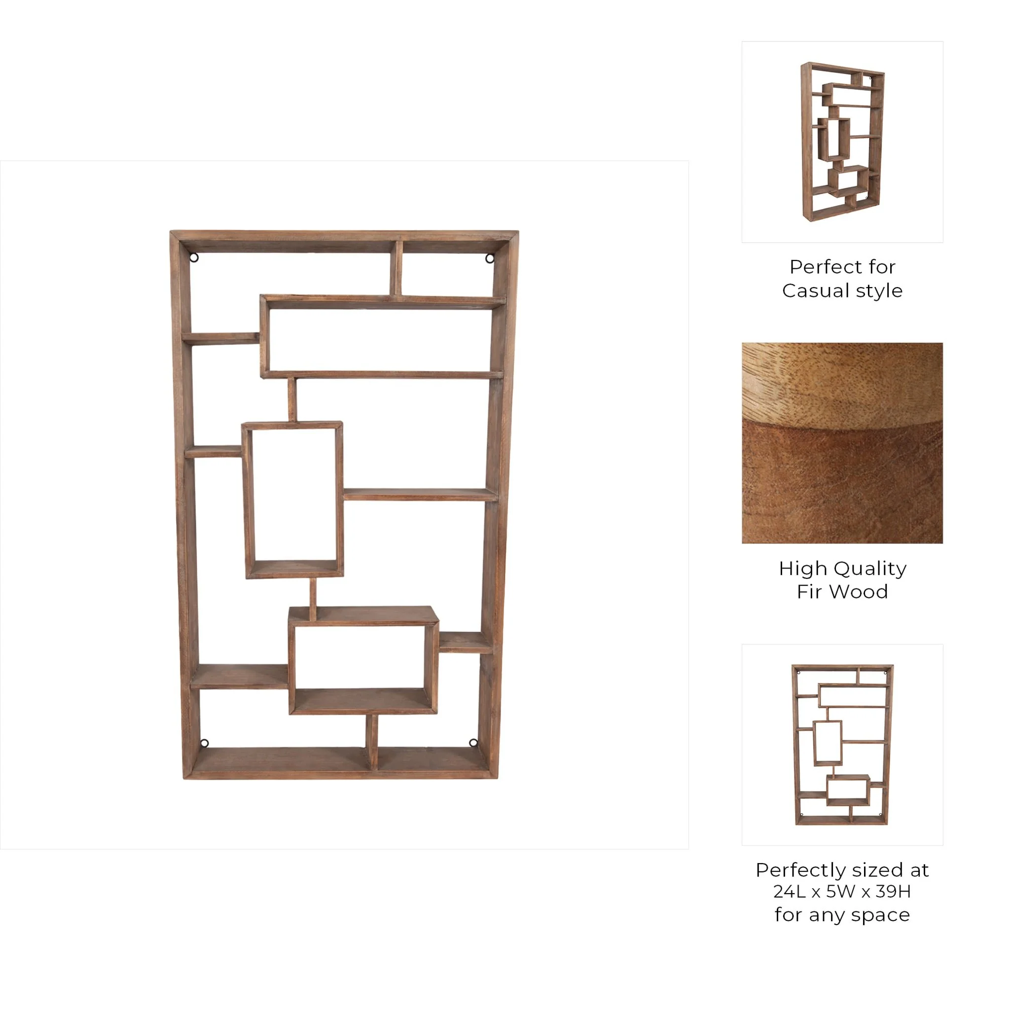 Wooden Multi-tier Wall Shelf, Brown - Image 8