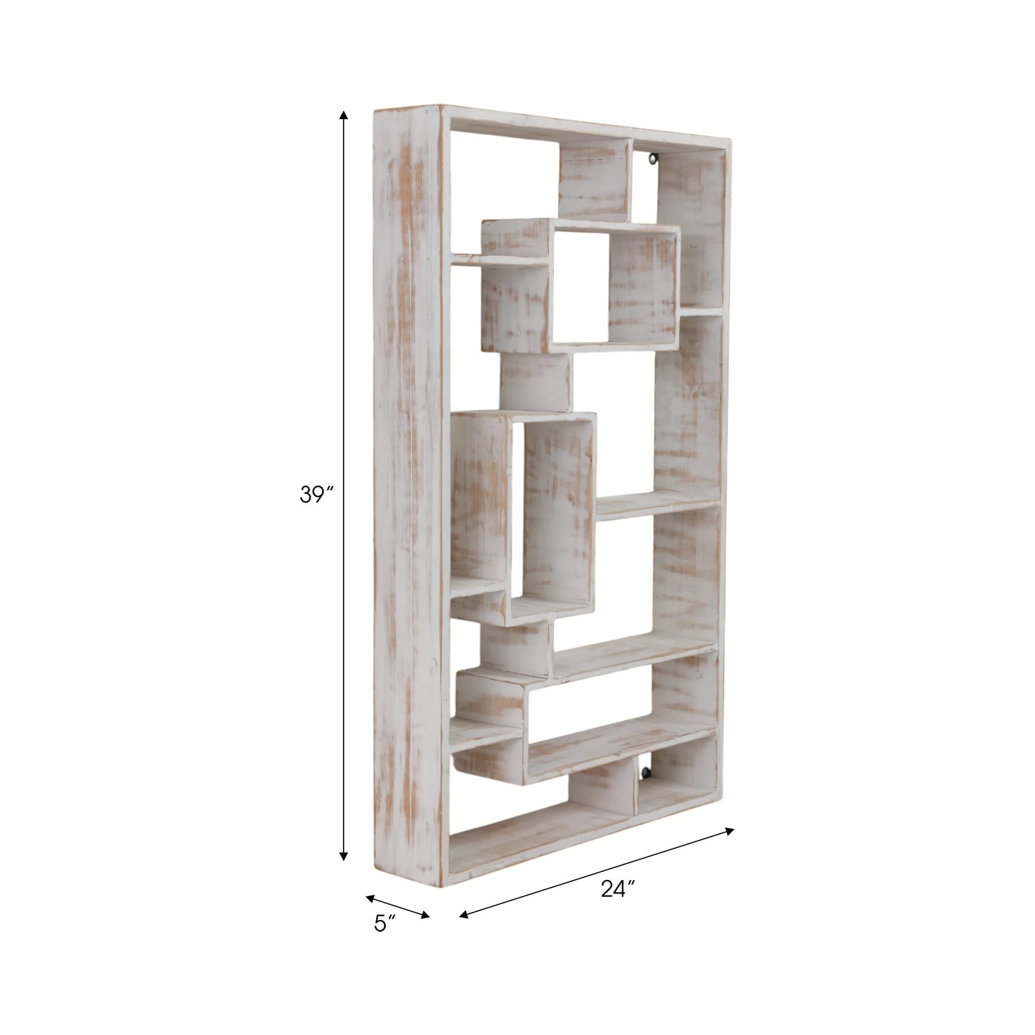 Wooden Multi-tier Wall Shelf, Whitewash - Image 8