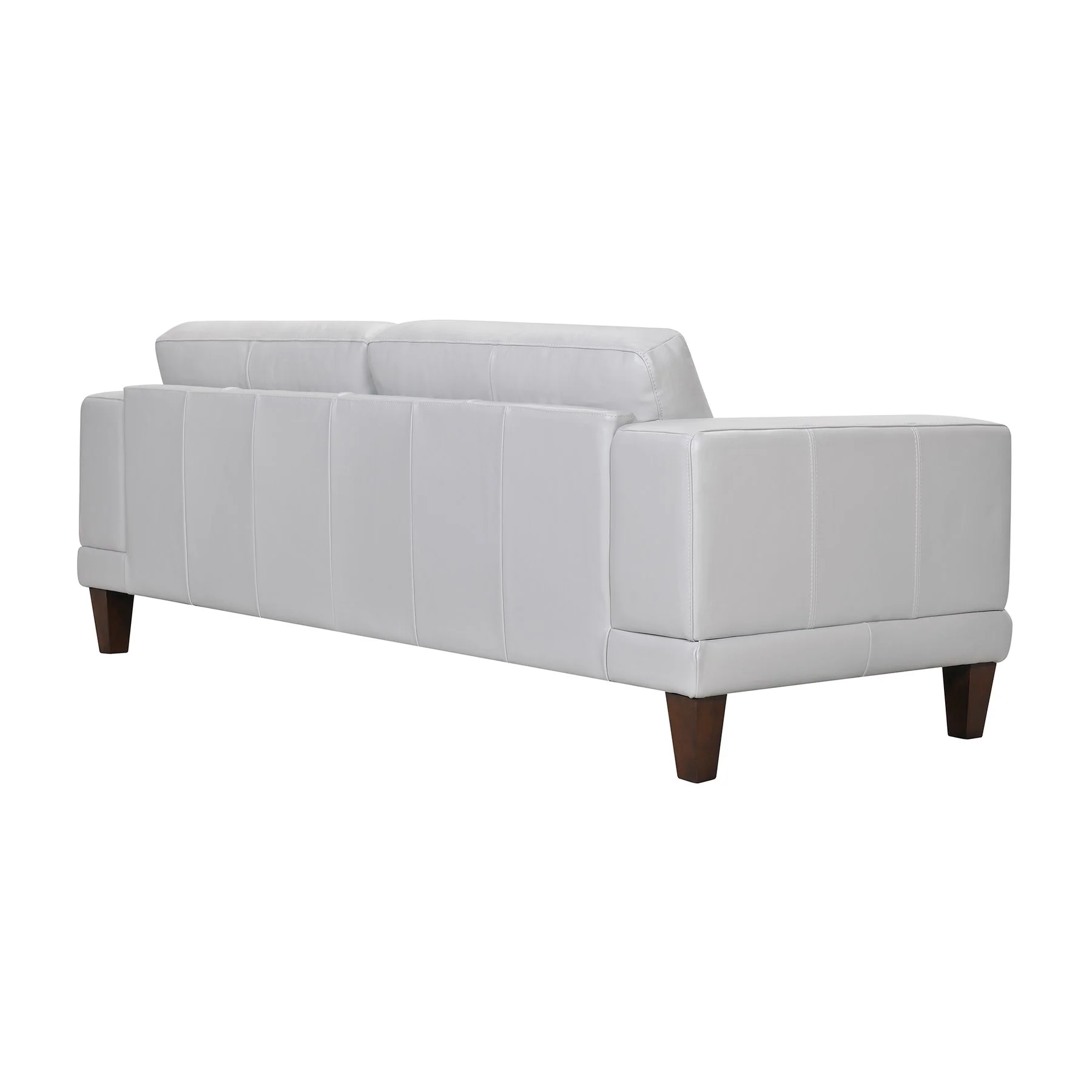 Wynne Contemporary Sofa in Genuine Dove Gray Leather with Brown Wood Legs - Image 3