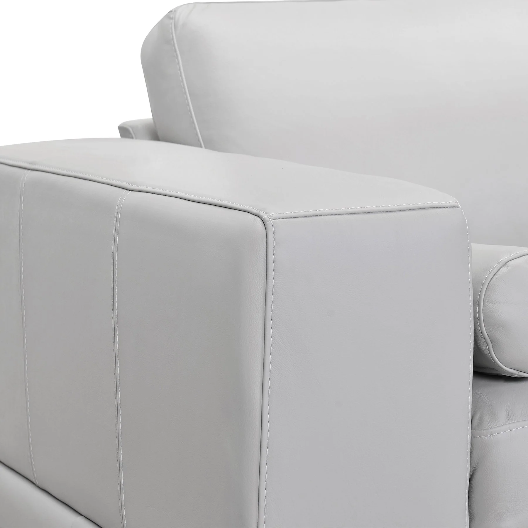 Wynne Contemporary Sofa in Genuine Dove Gray Leather with Brown Wood Legs - Image 4