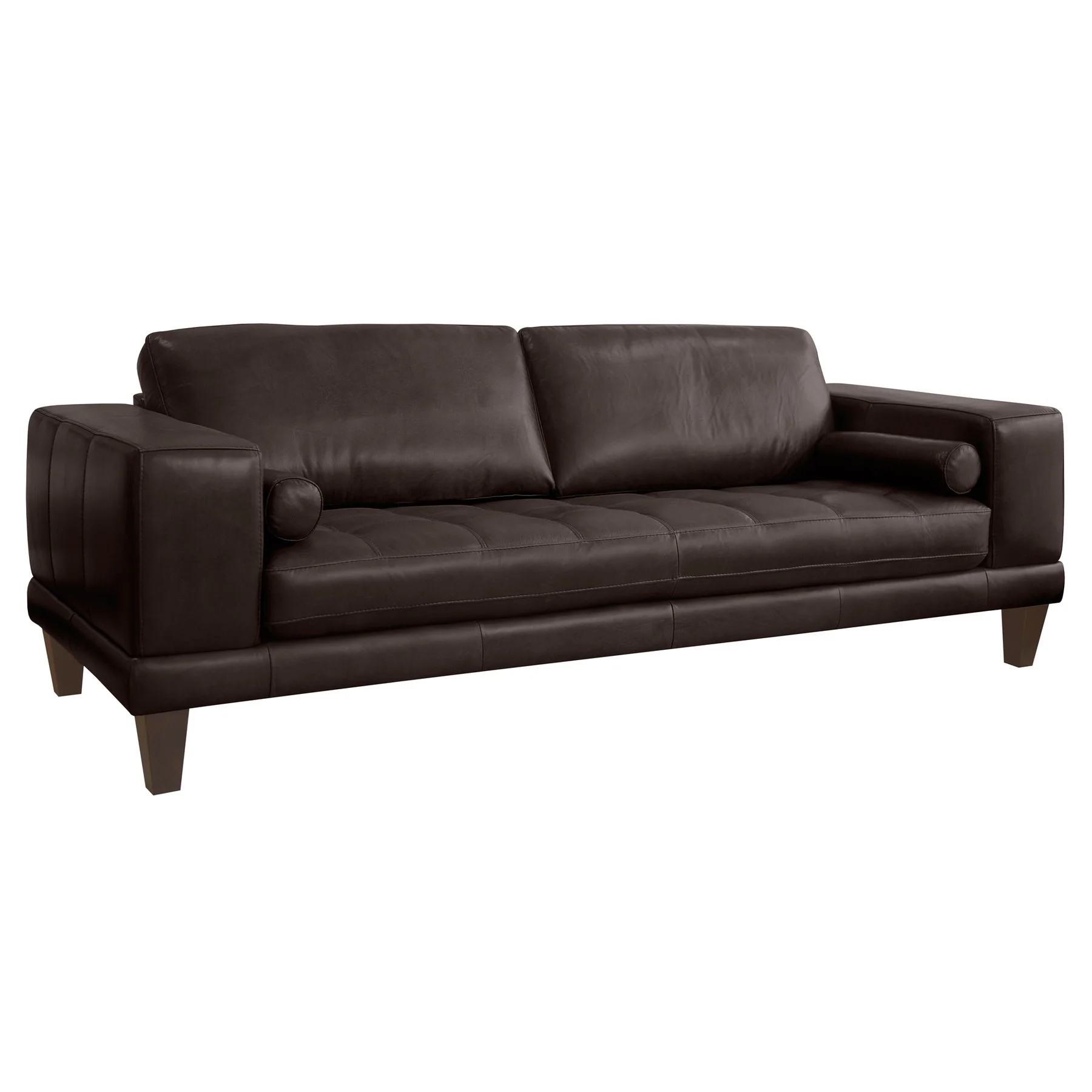 Wynne Contemporary Sofa in Genuine Espresso Leather with Brown Wood Legs - Image 2