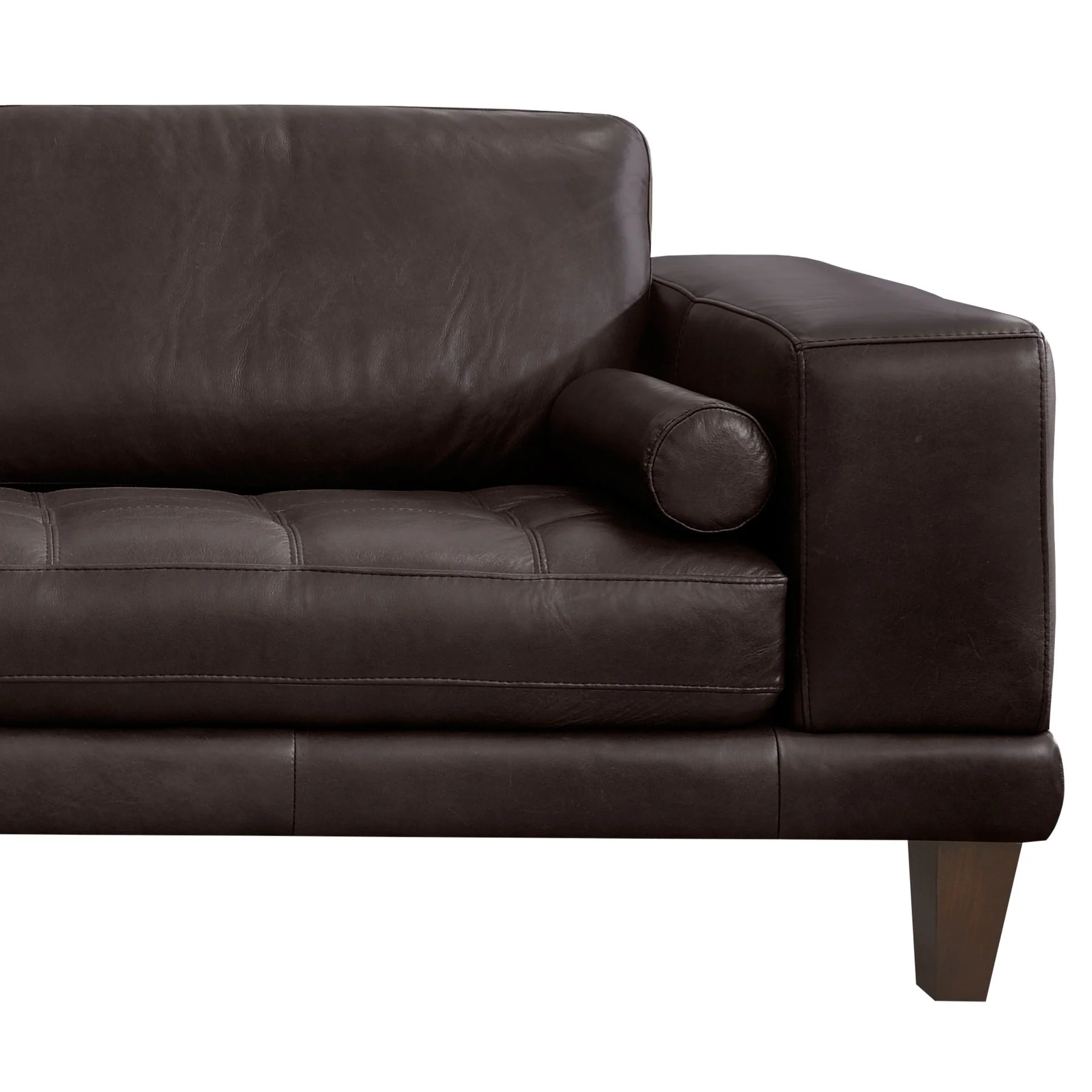 Wynne Contemporary Sofa in Genuine Espresso Leather with Brown Wood Legs - Image 3