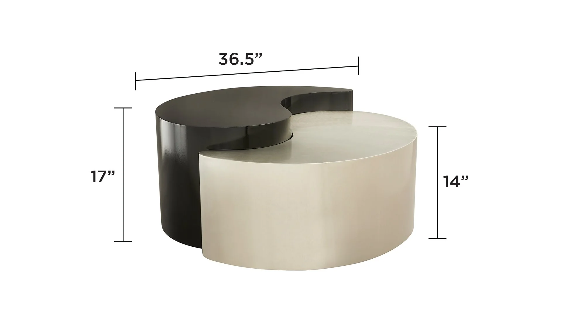 Ying Yang  Coffee Table in Black & Silver - Image 8