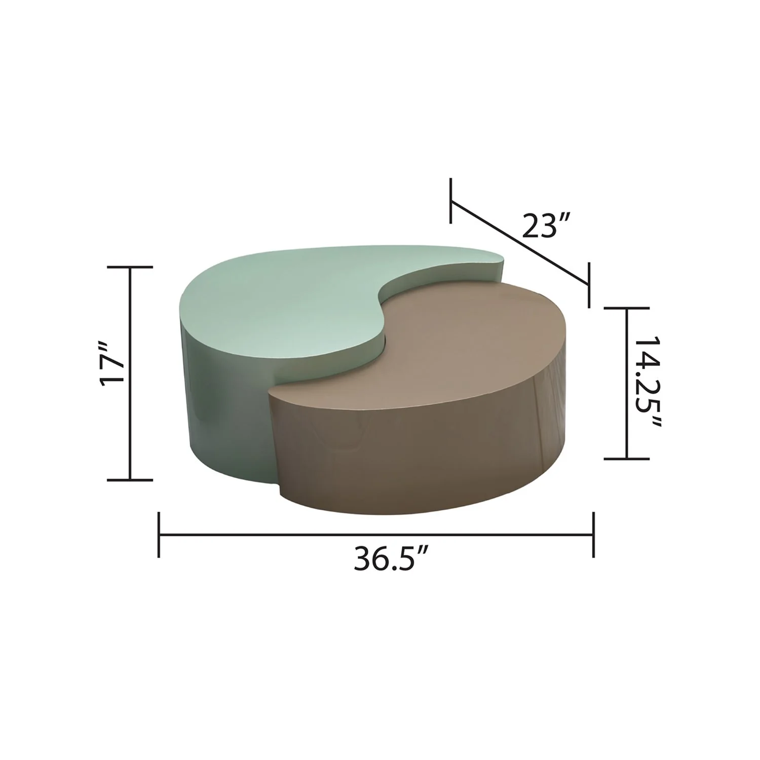 Ying Yang  Coffee Table in Mint & Taupe - Image 2