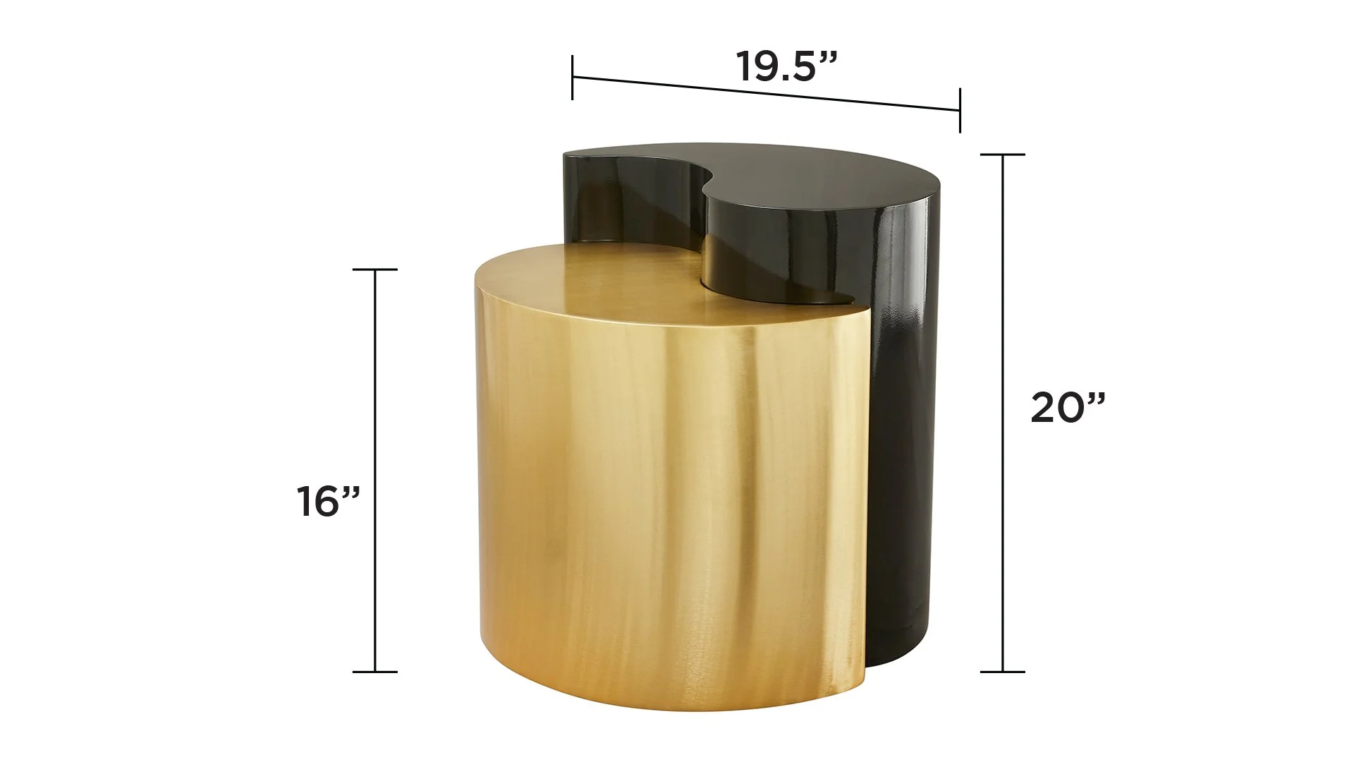 Ying Yang  End Table in Black & Gold - Image 6