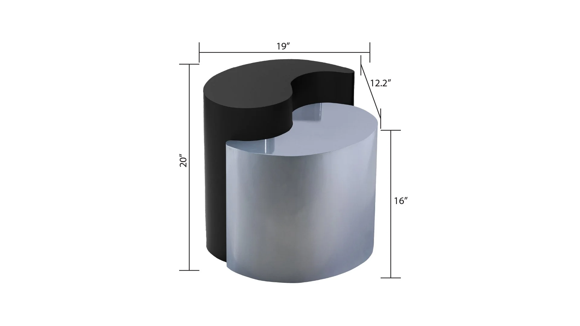 Ying Yang  End Table in Black & Silver - Image 2