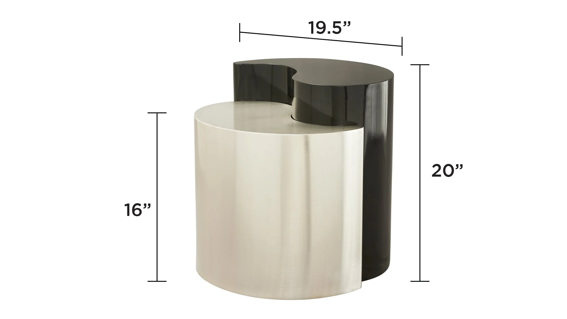 Ying Yang  End Table in Black & Silver - Image 6
