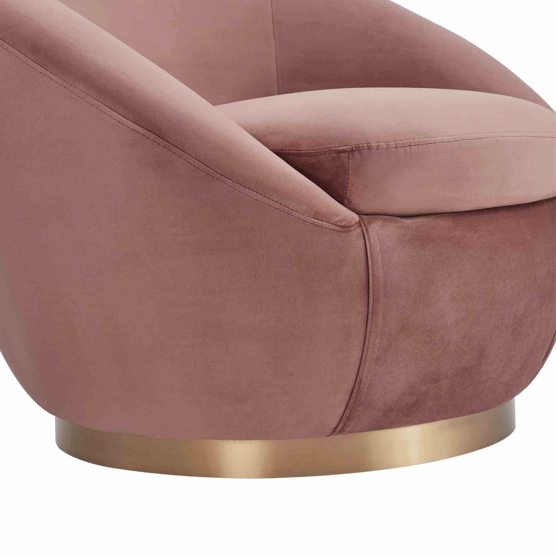 Yves Blush Velvet Swivel Accent Chair with Gold Base - Image 6