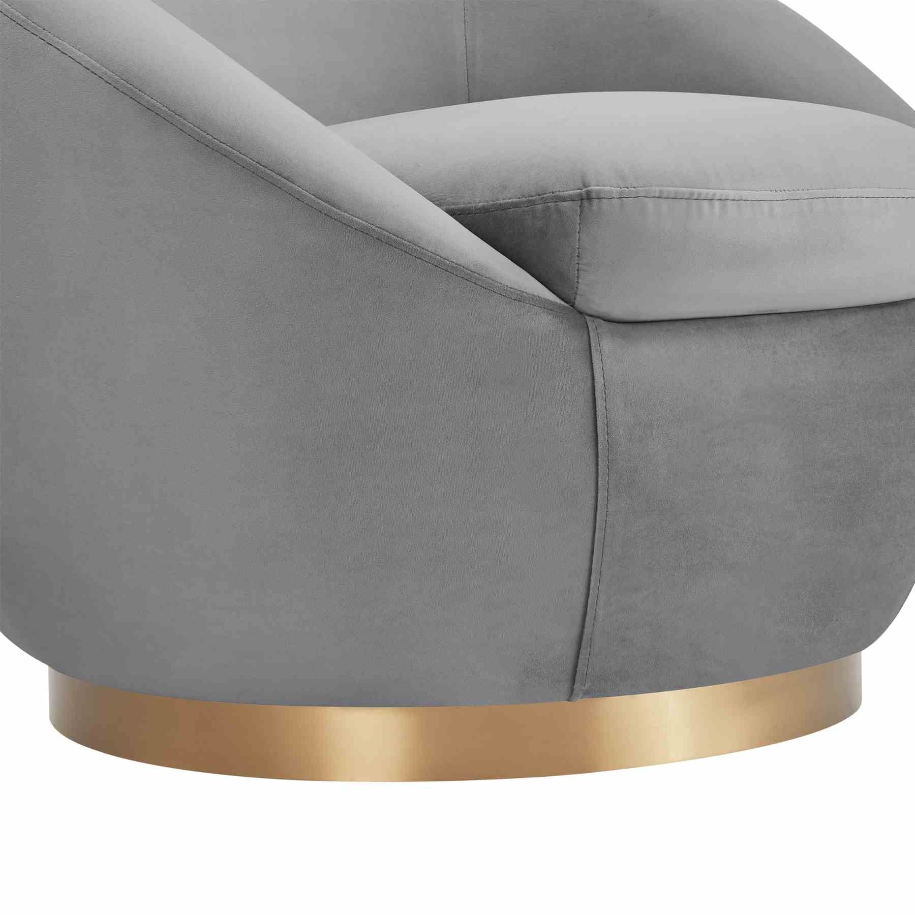 Yves Gray Velvet Swivel Accent Chair with Gold Base - Image 6
