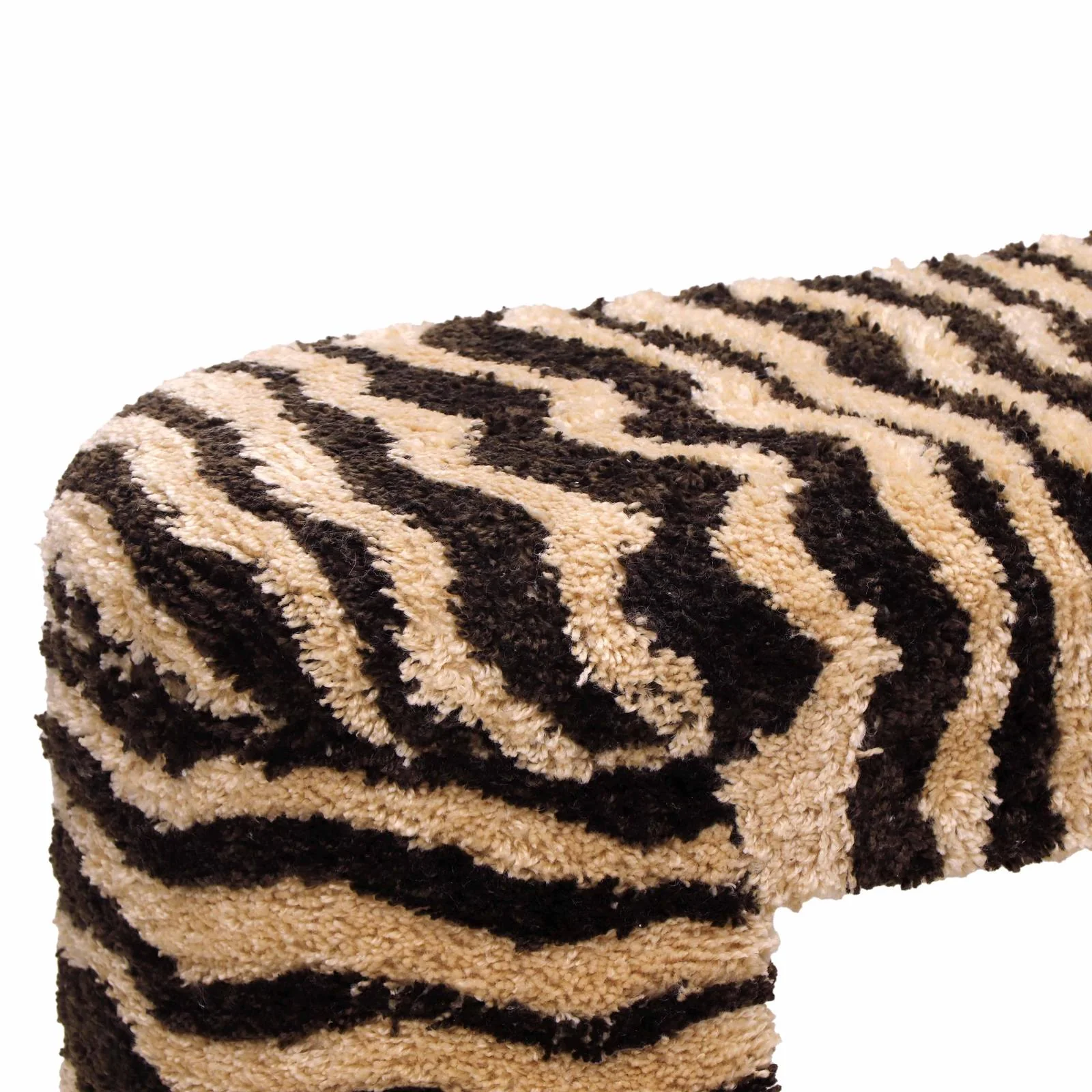 Zebra Brown Striped Tufted Bench - Image 4