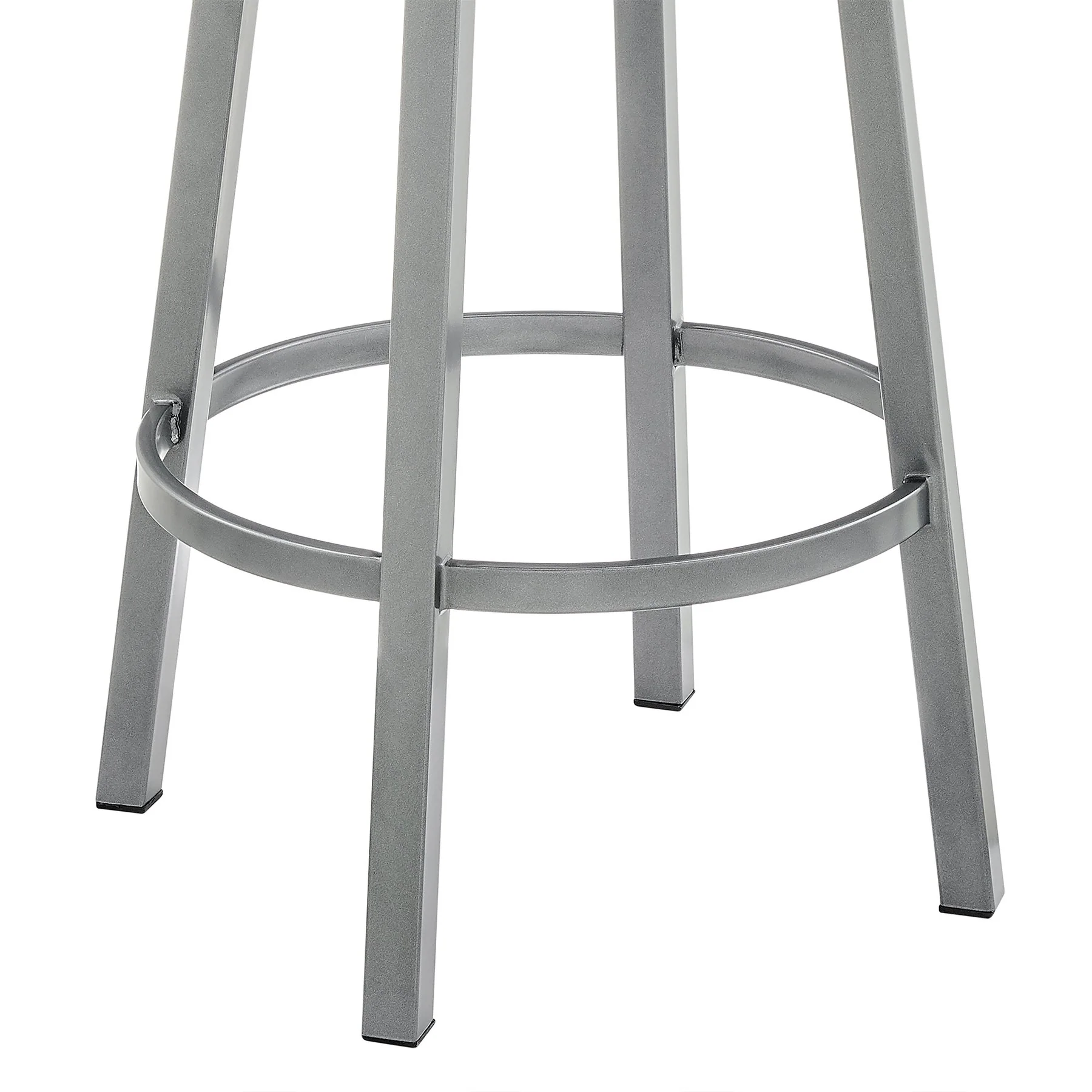 Zelda Swivel Bar Stool in Cloud Finish with White Faux Leather - Image 8