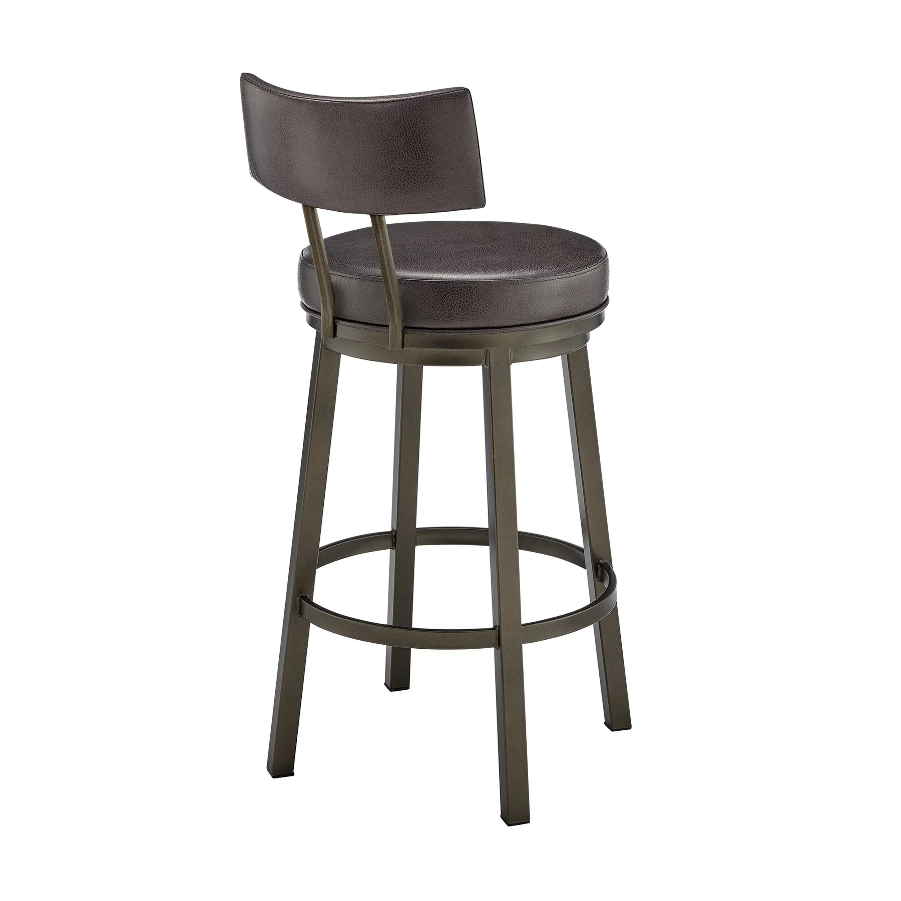 Zelda Swivel Bar Stool in Mocha Finish with Brown Faux Leather - Image 4