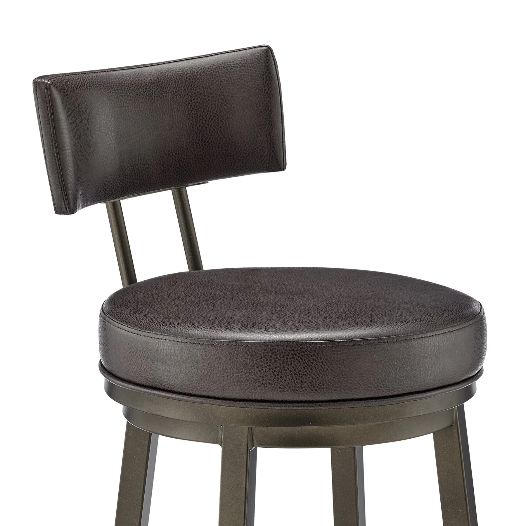Zelda Swivel Bar Stool in Mocha Finish with Brown Faux Leather - Image 6