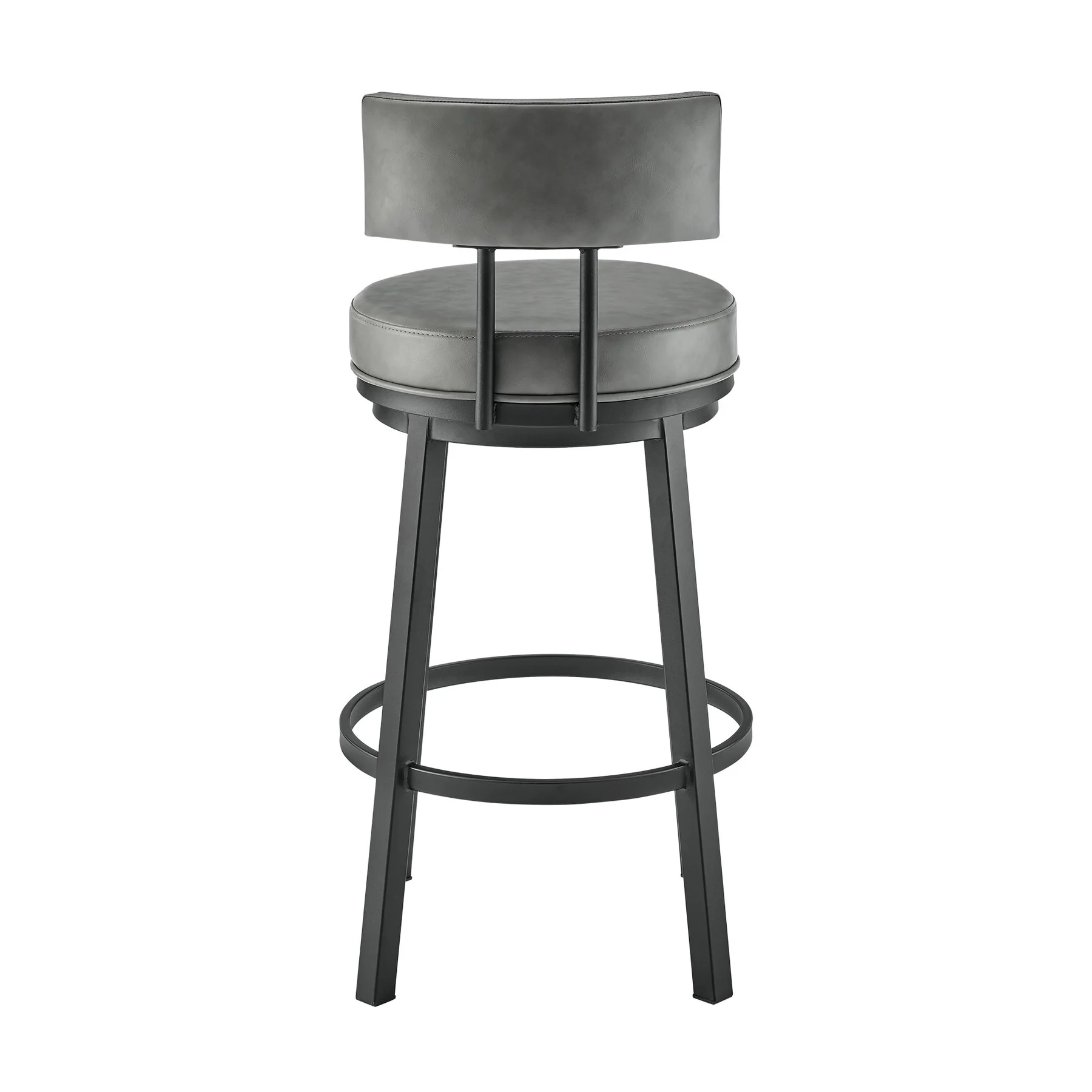Zelda Swivel Counter Stool in Black Finish with Gray Faux Leather - Image 5