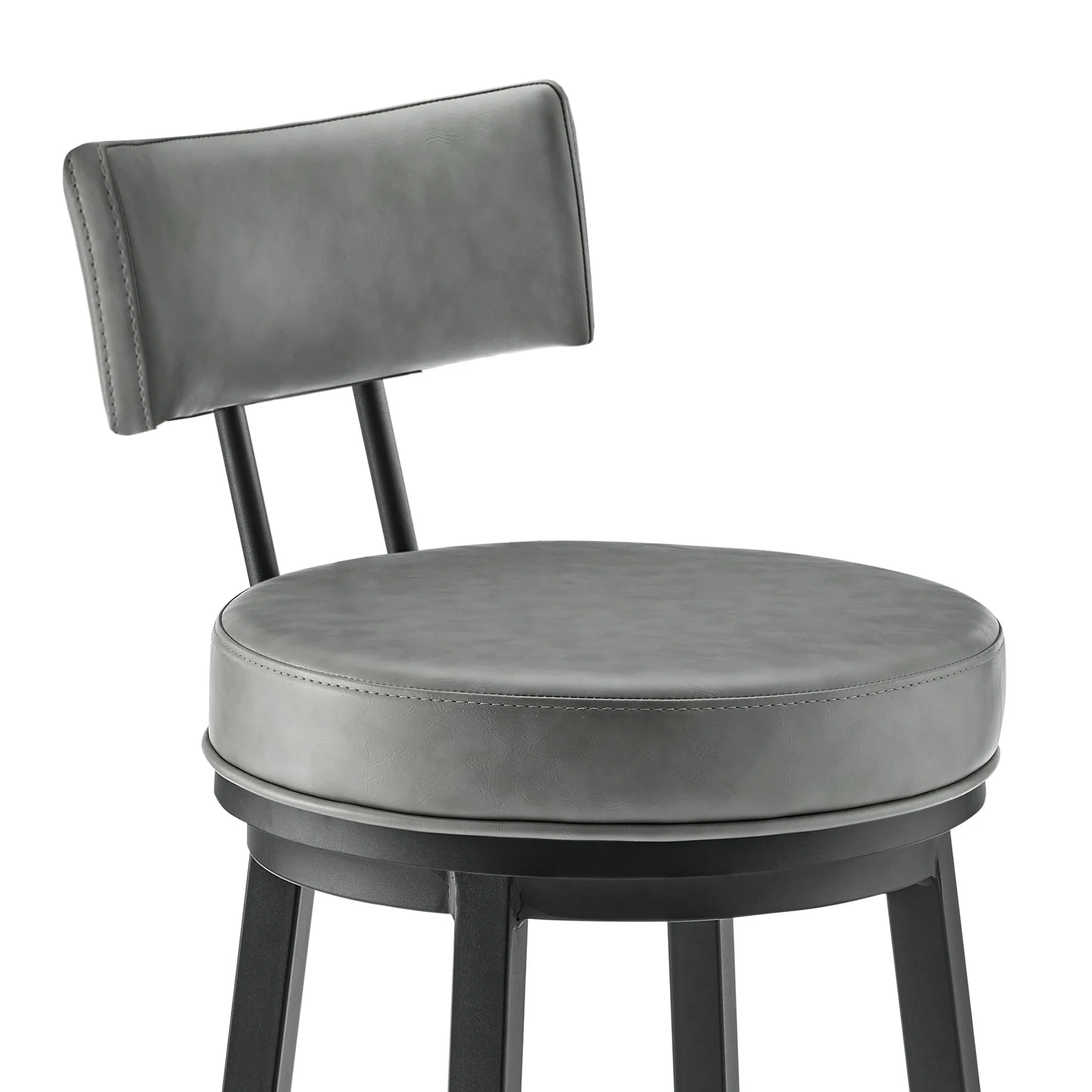Zelda Swivel Counter Stool in Black Finish with Gray Faux Leather - Image 6