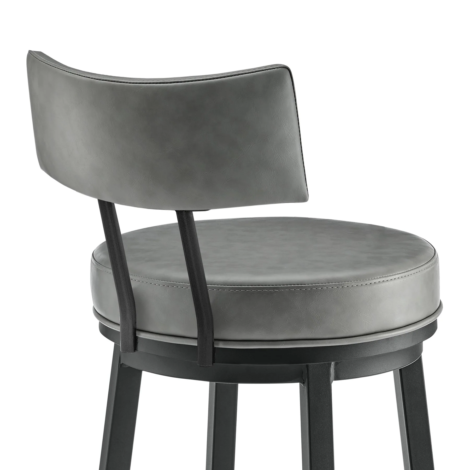Zelda Swivel Counter Stool in Black Finish with Gray Faux Leather - Image 7