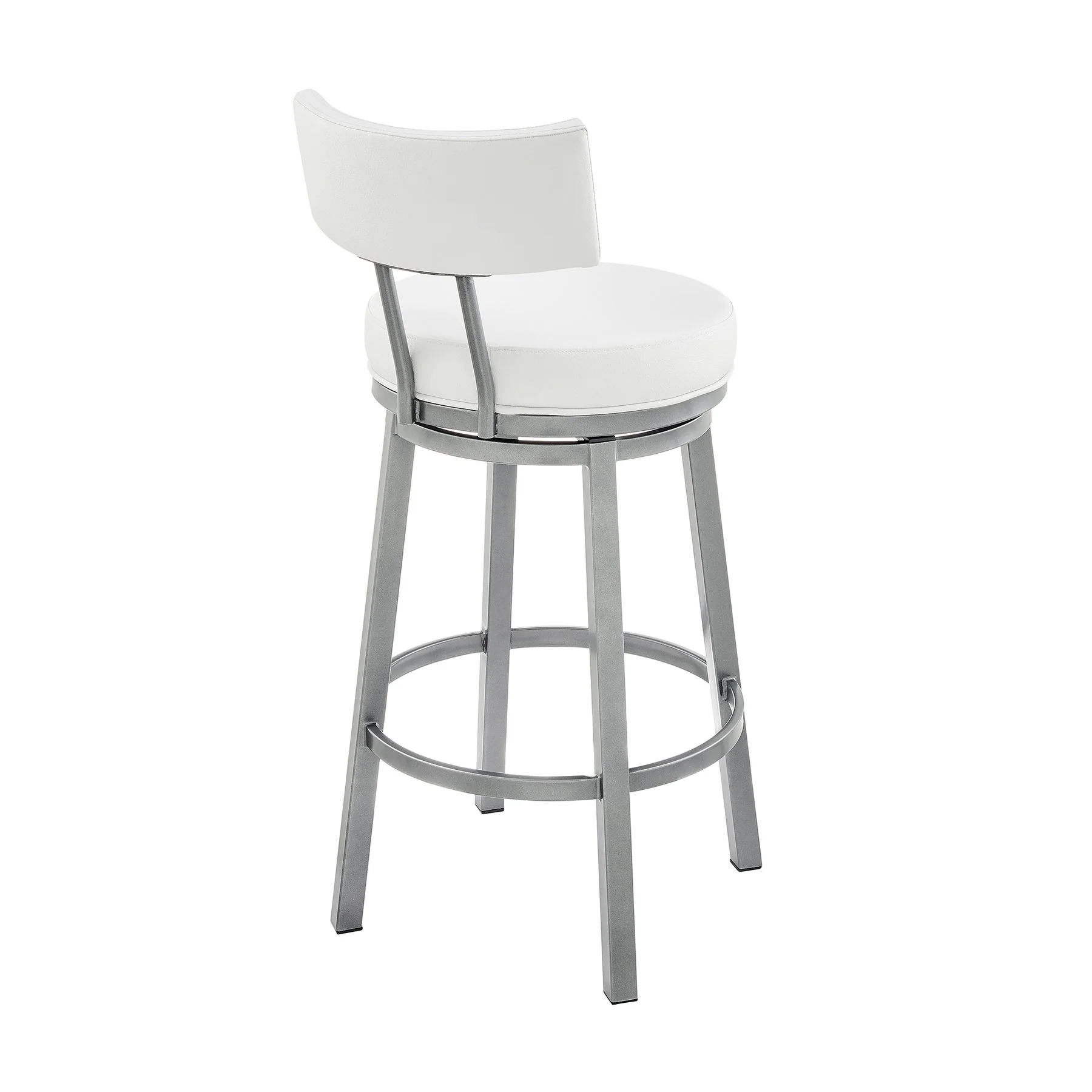 Zelda Swivel Counter Stool in Cloud Finish with White Faux Leather - Image 4