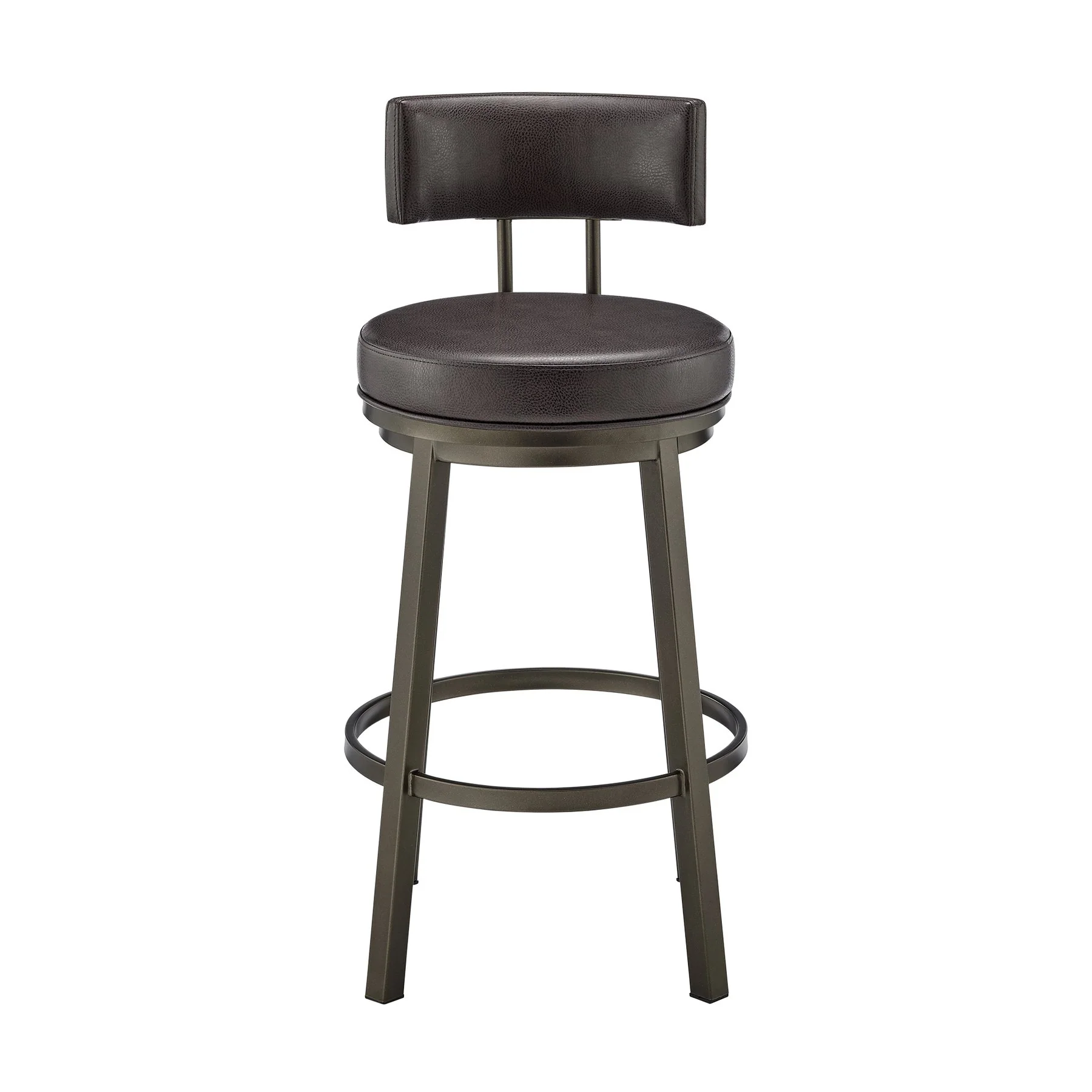 Zelda Swivel Counter Stool in Mocha Finish with Brown Faux Leather - Image 2