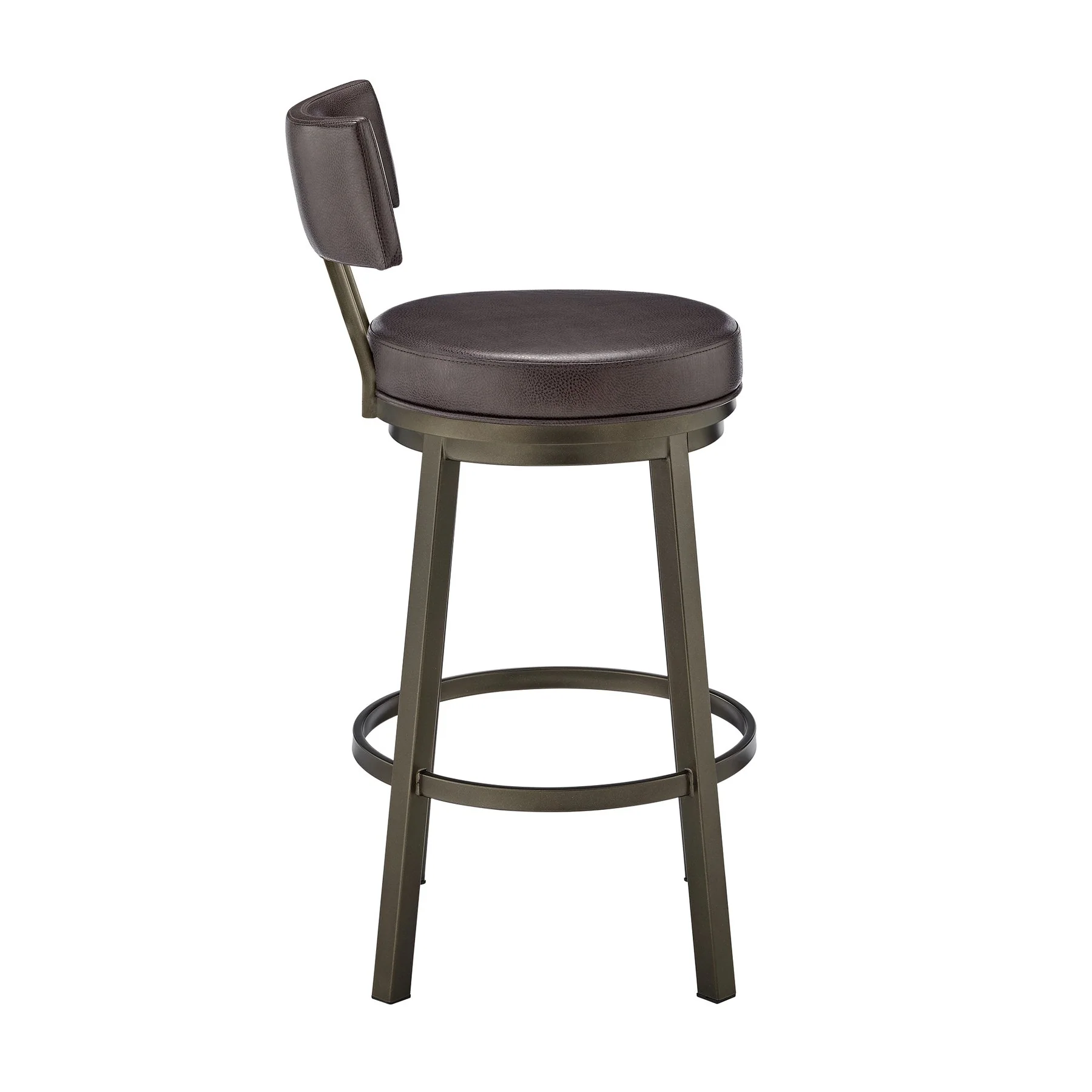 Zelda Swivel Counter Stool in Mocha Finish with Brown Faux Leather - Image 3