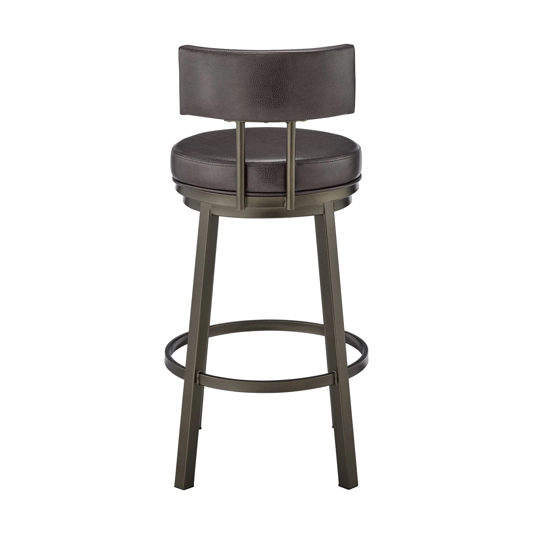 Zelda Swivel Counter Stool in Mocha Finish with Brown Faux Leather - Image 5