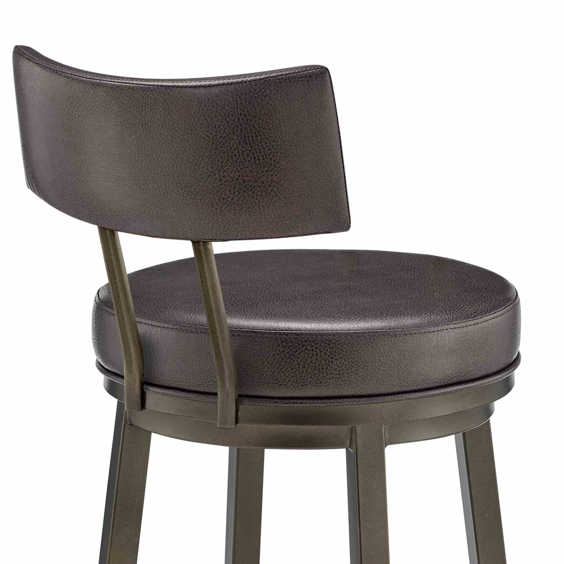 Zelda Swivel Counter Stool in Mocha Finish with Brown Faux Leather - Image 7