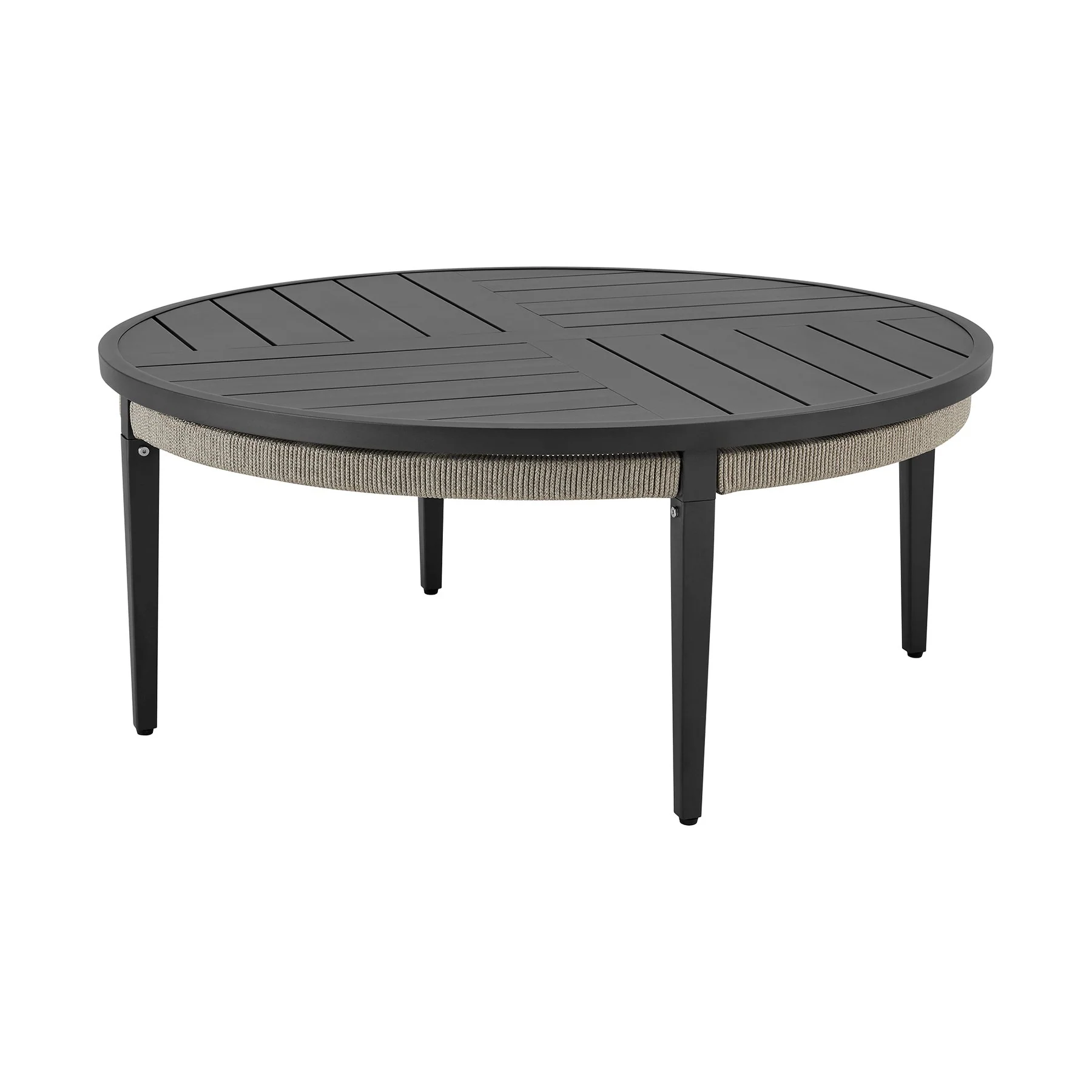 Zella Outdoor Patio 3 Piece Swivel Seating Set in Aluminum with Light Gray Rope and Cushions - Image 4