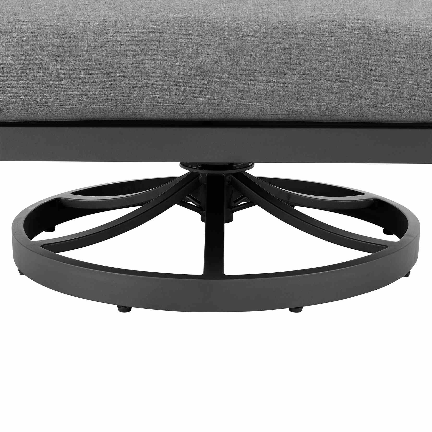 Zella Outdoor Patio 3 Piece Swivel Seating Set in Aluminum with Light Gray Rope and Cushions - Image 9
