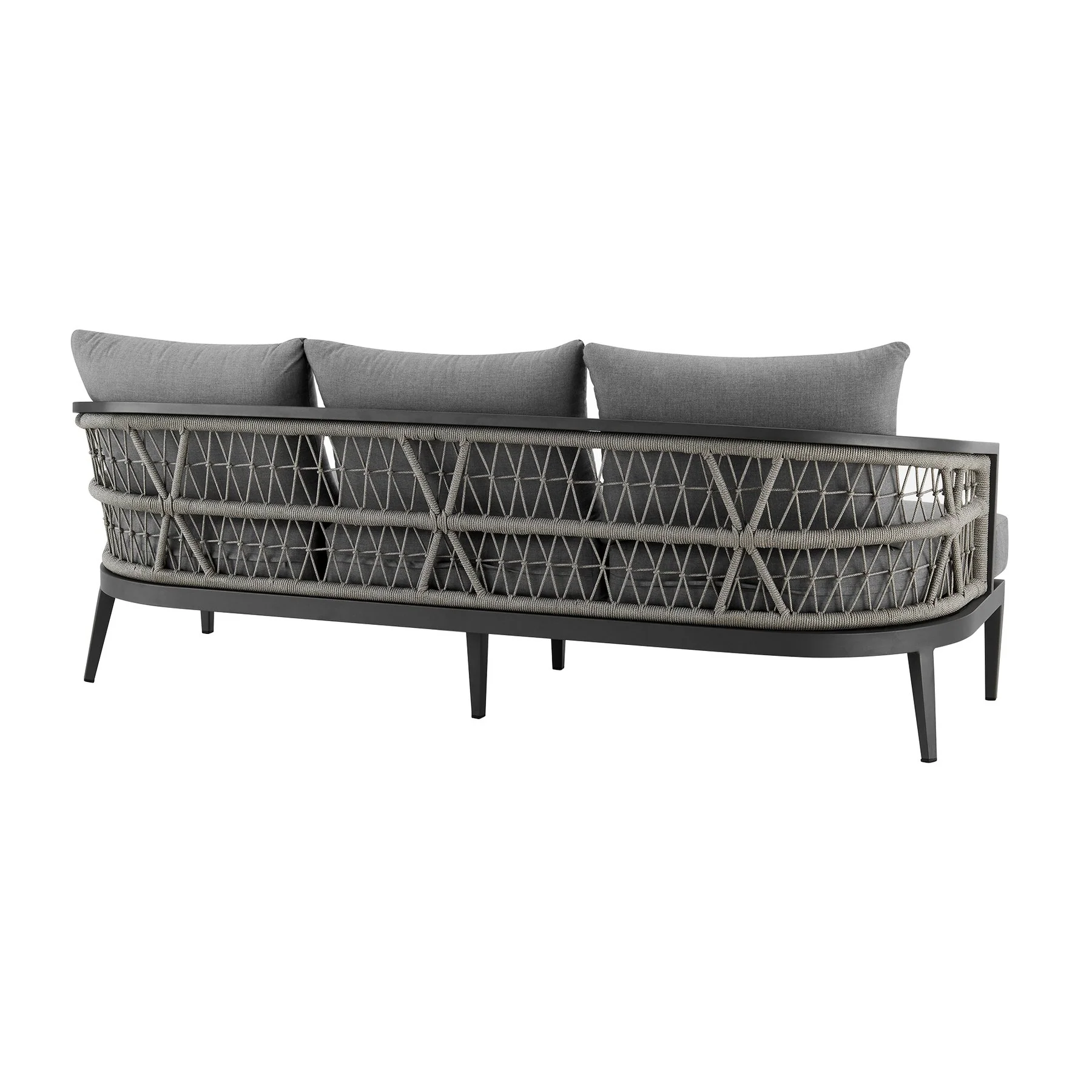 Zella Outdoor Patio 4 Piece Conversation Set in Aluminum with Light Gray Rope and Cushions - Image 3