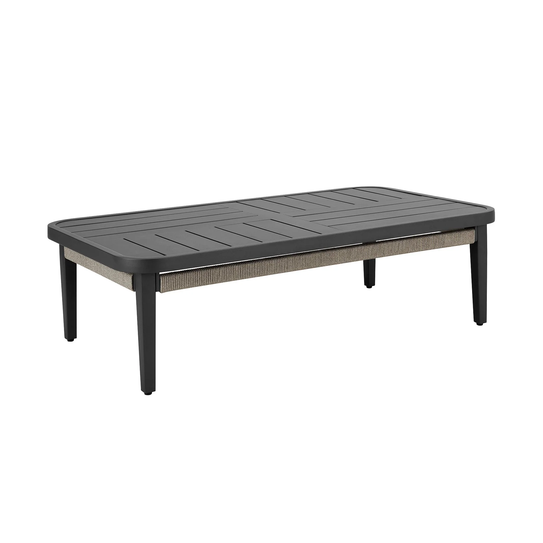 Zella Outdoor Patio 4 Piece Conversation Set in Aluminum with Light Gray Rope and Cushions - Image 7